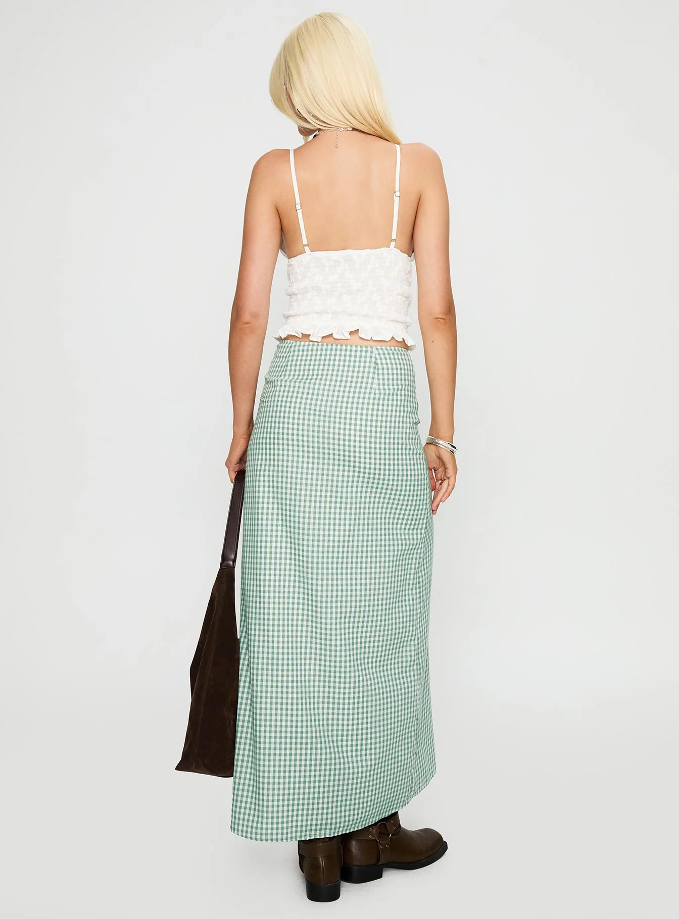 Macadamia Maxi Skirt Green / White - Image 5