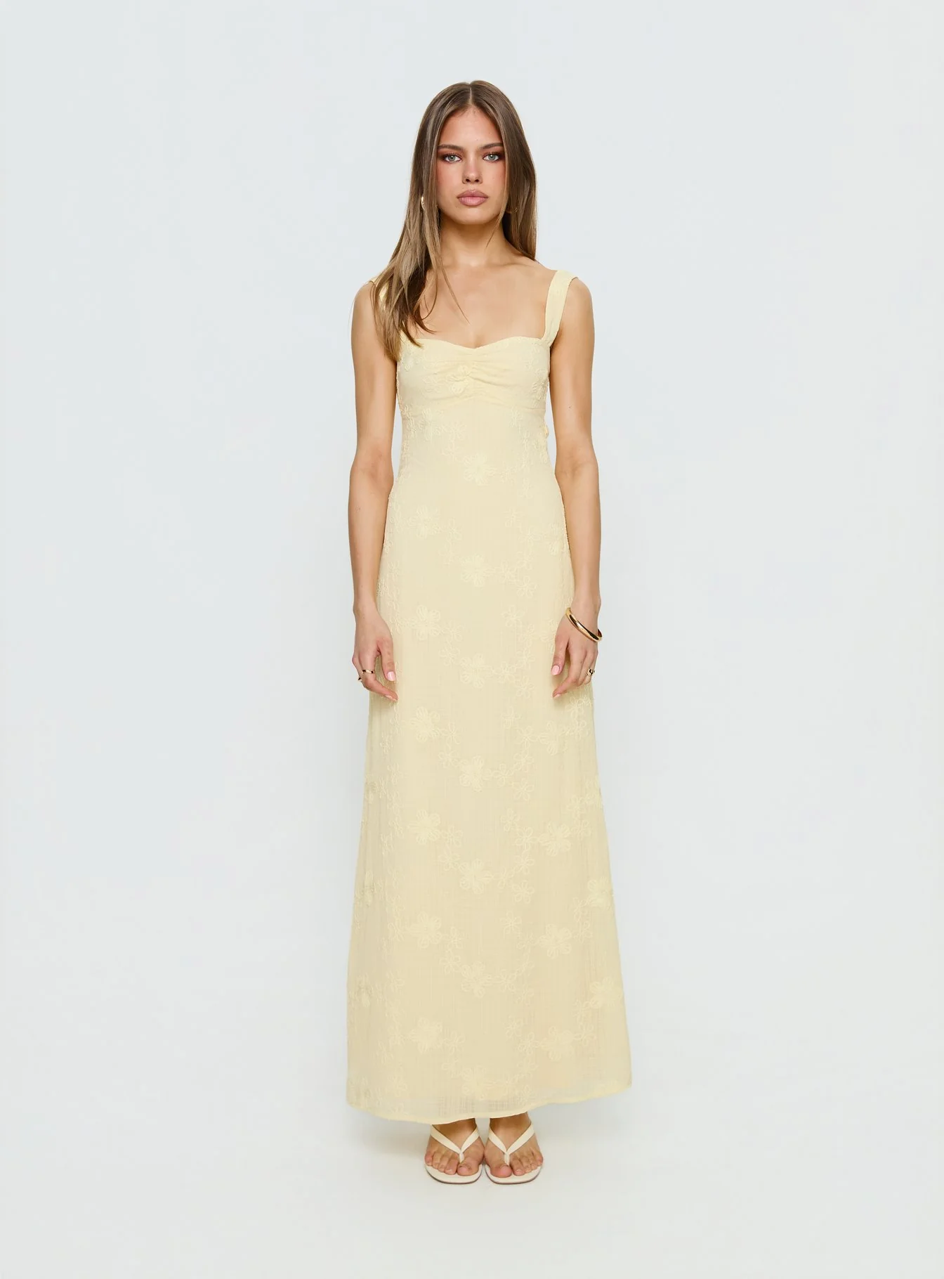 Maisone Broderie Maxi Dress Lemon - Image 6