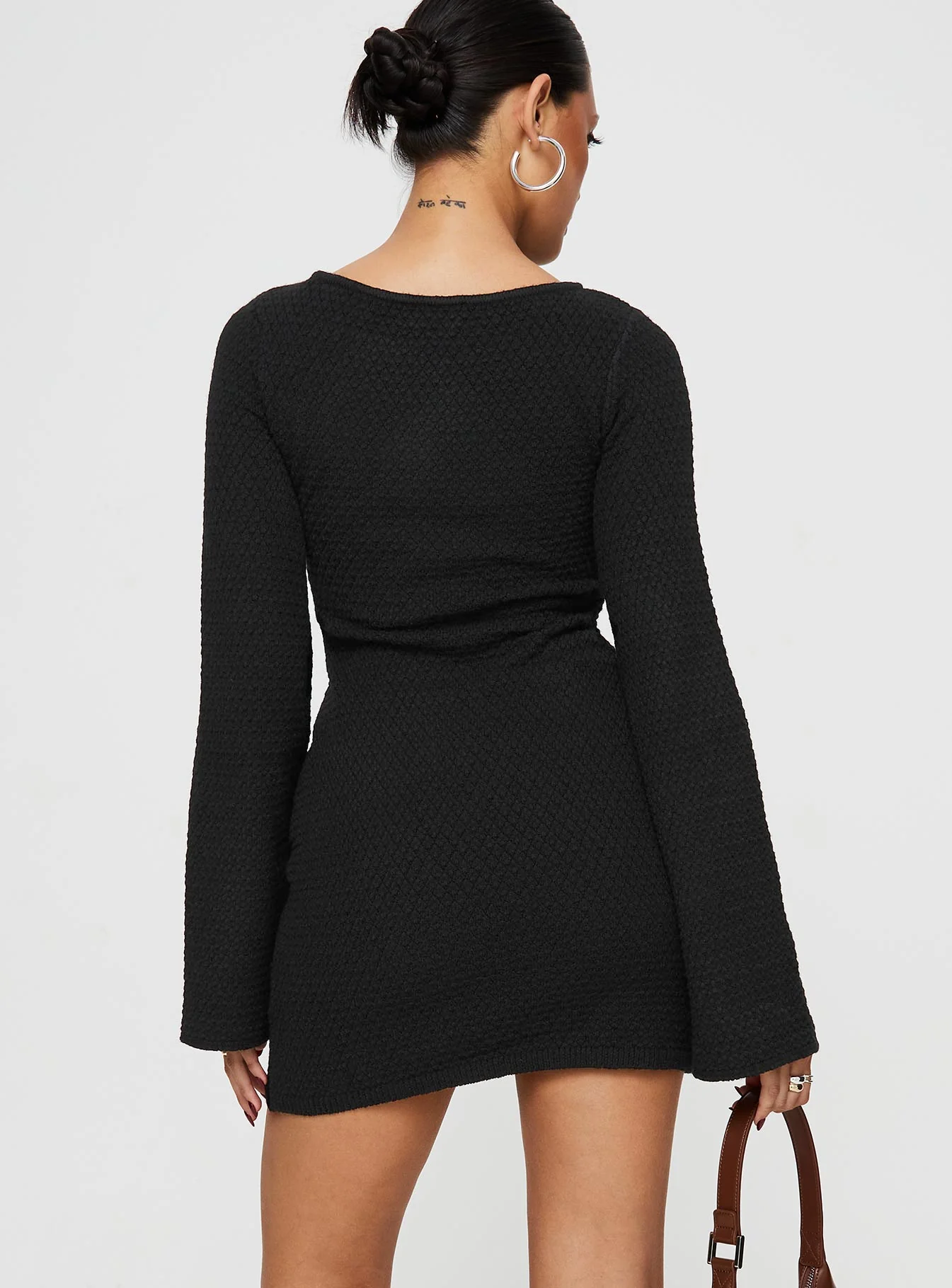 Malcalm Long Sleeve Mini Dress Black - Image 4