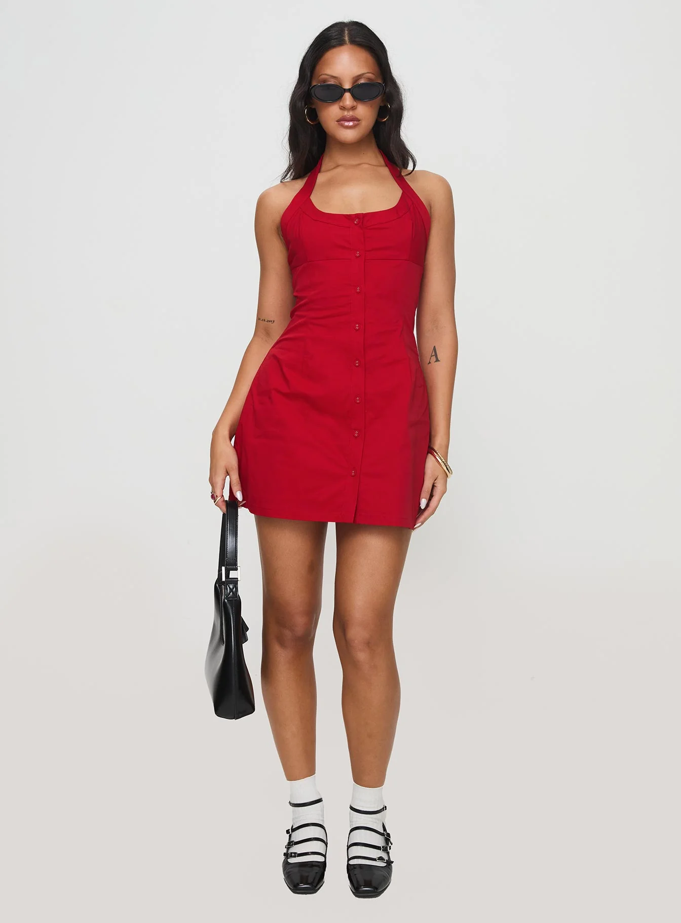 Mallorie Halter Mini Dress Red Tall - Image 5