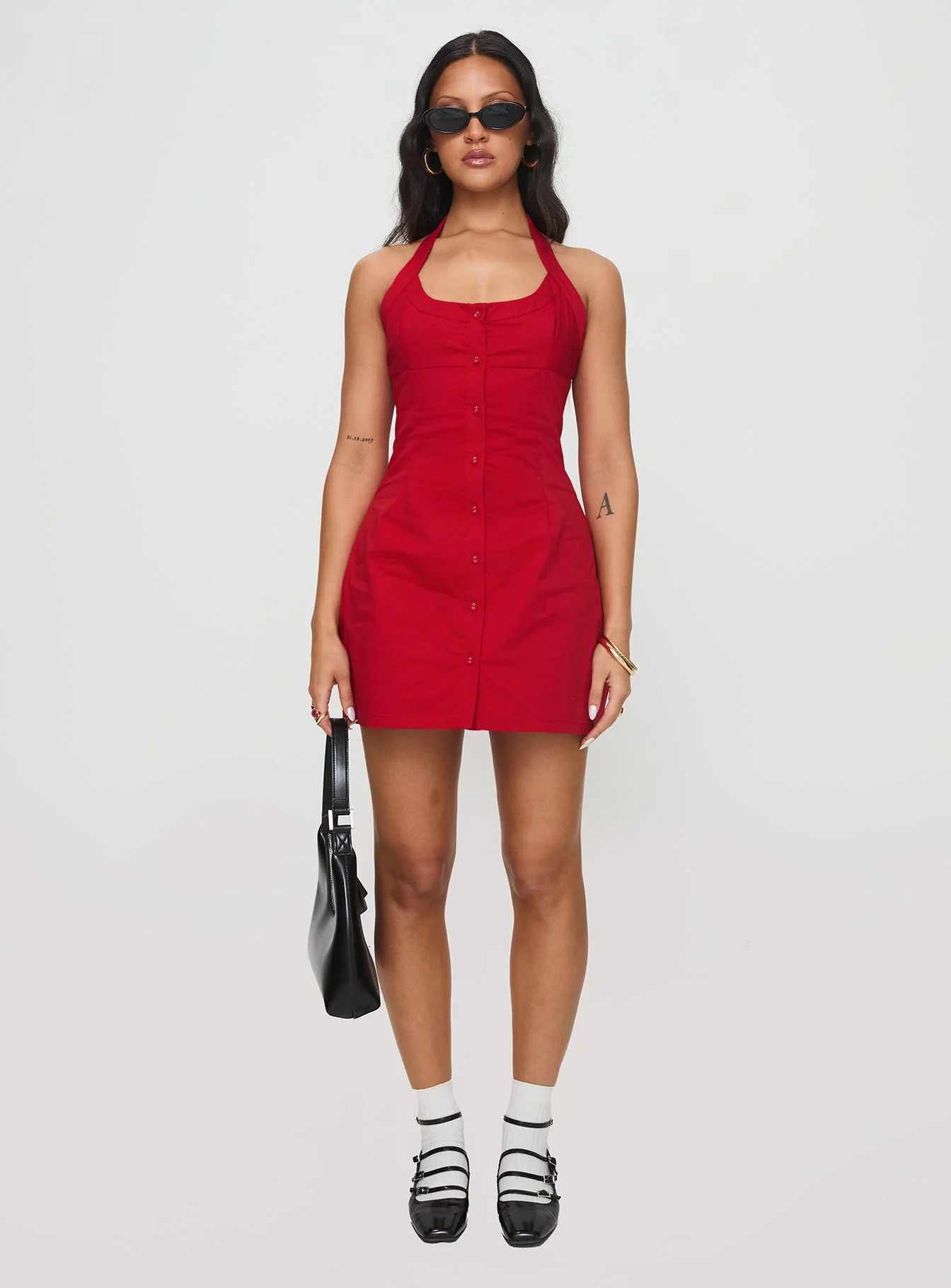 Mallorie Halter Mini Dress Red Tall - Image 9