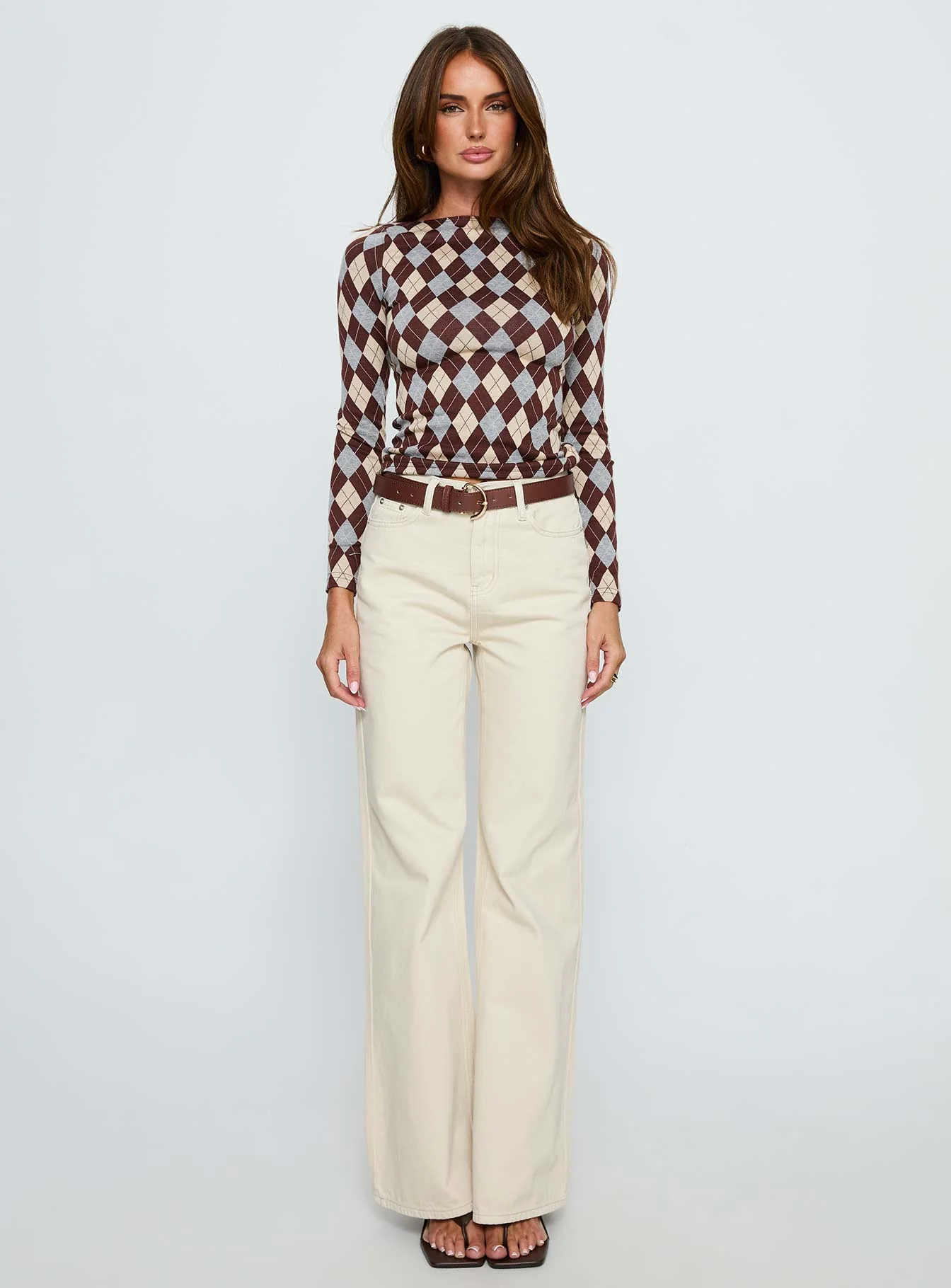 Maple Mid Rise Flare Jeans Ecru - Image 7
