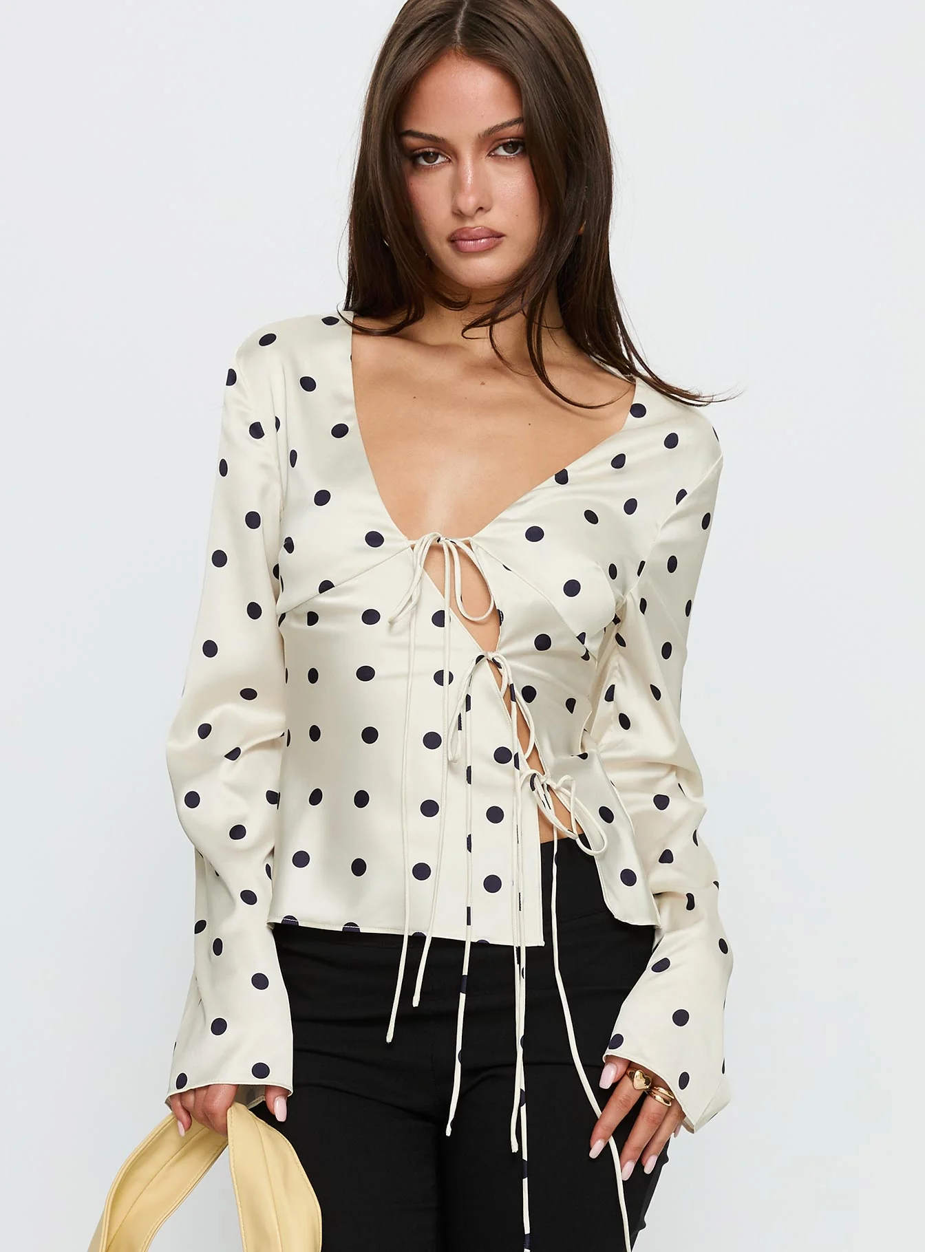 Mariah Long Sleeve Top Cream Polka - Image 2