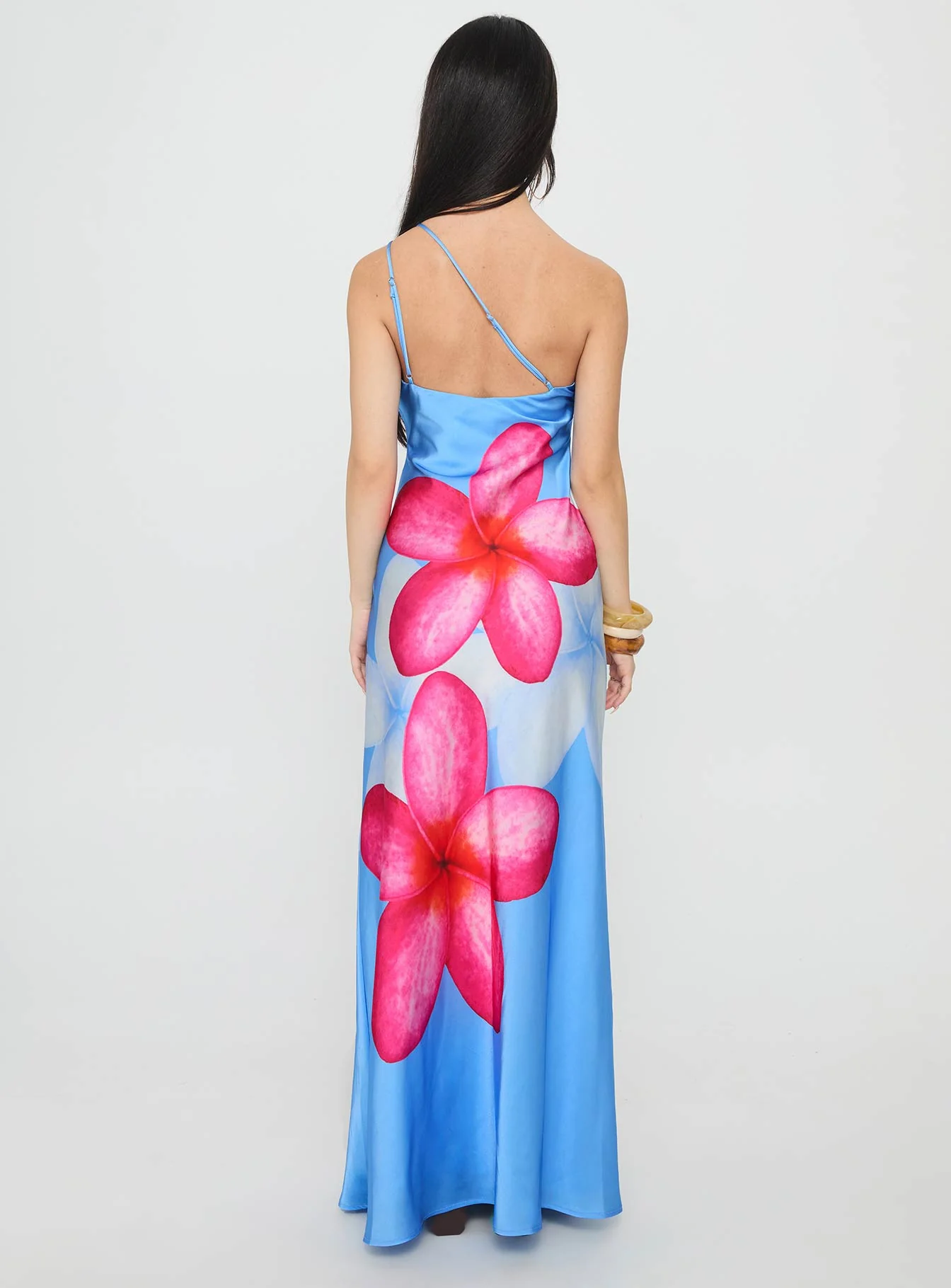 Meilana One Shoulder Maxi Dress Blue Floral - Image 4