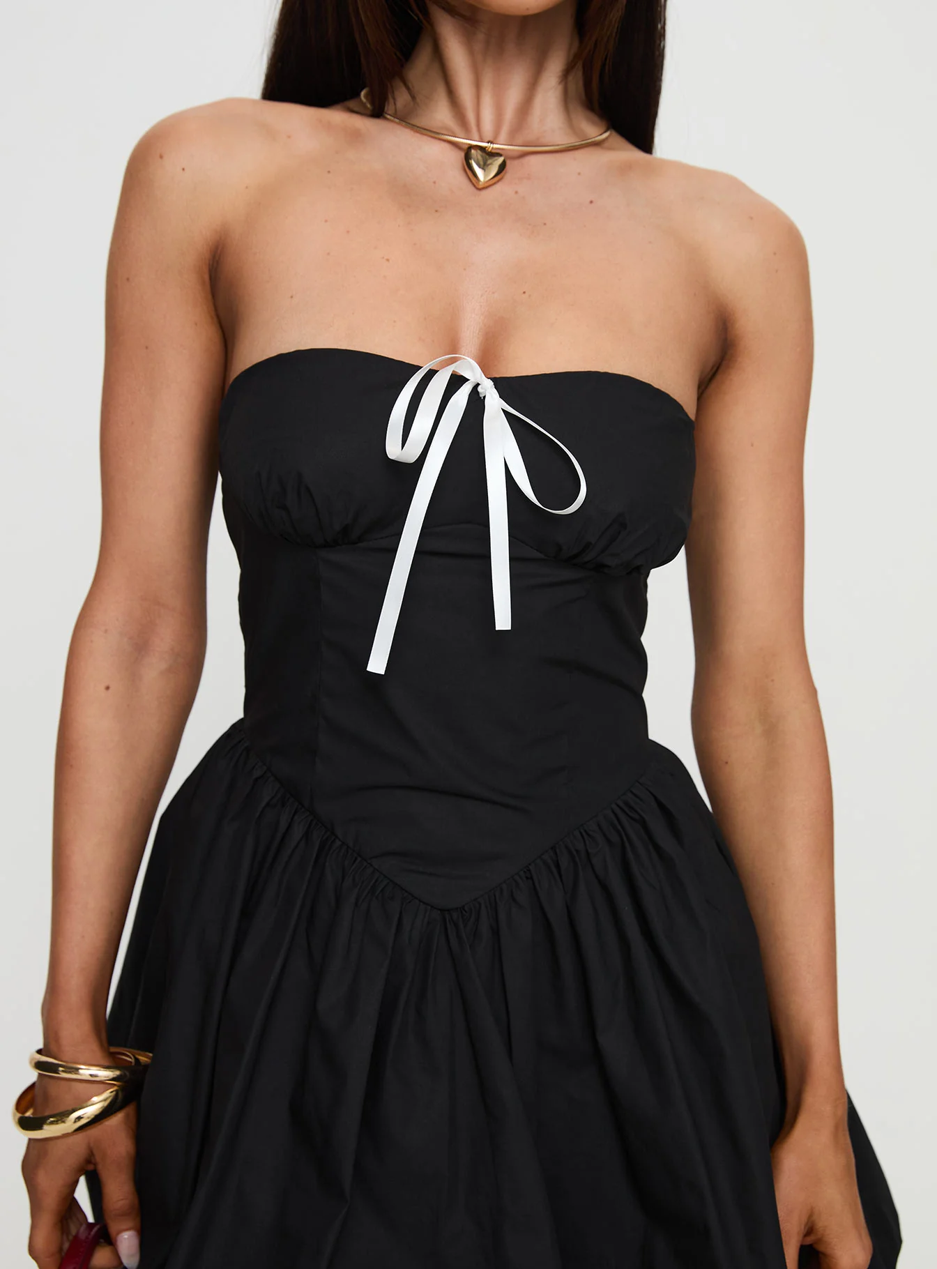 Melaina Bubble Hem Mini Dress Black - Image 5