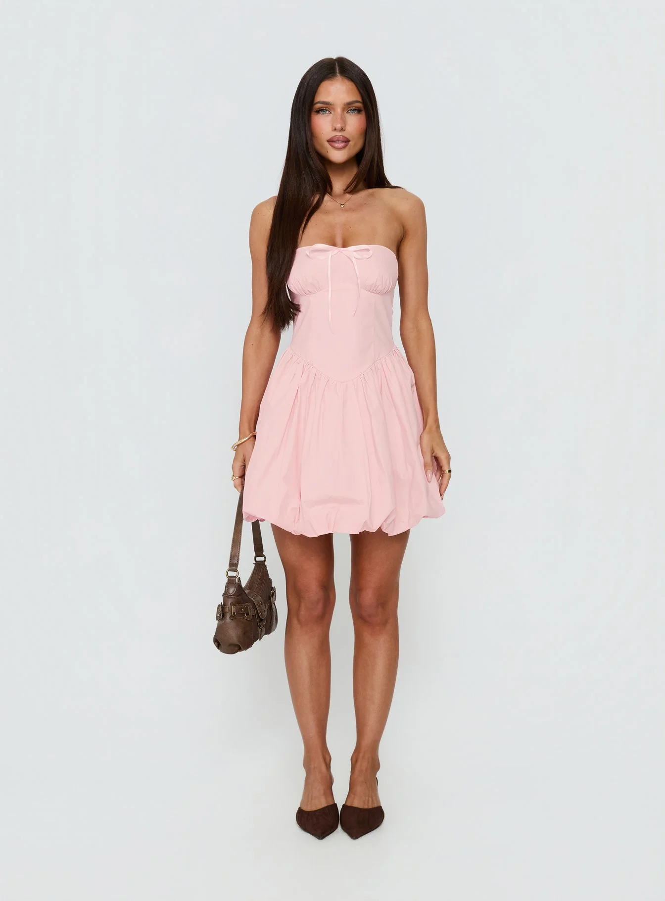 Melaina Bubble Hem Mini Dress Pink - Image 8