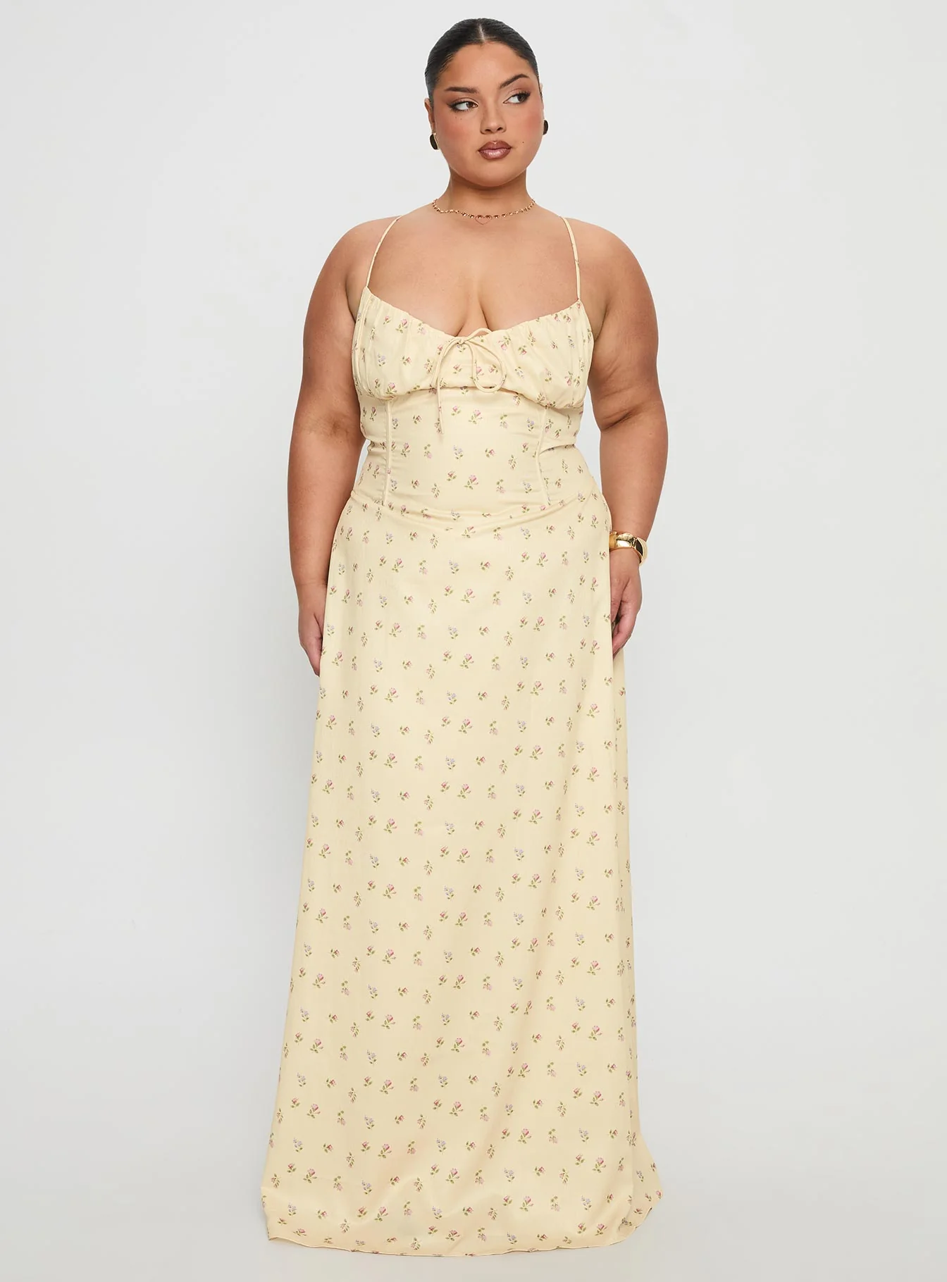Members Only Maxi Dress Yellow Floral Curve - Image 2