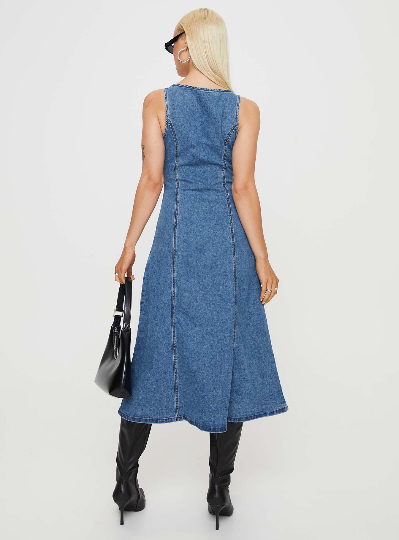 Midler Denim Midi Dress Mid Blue - Image 5