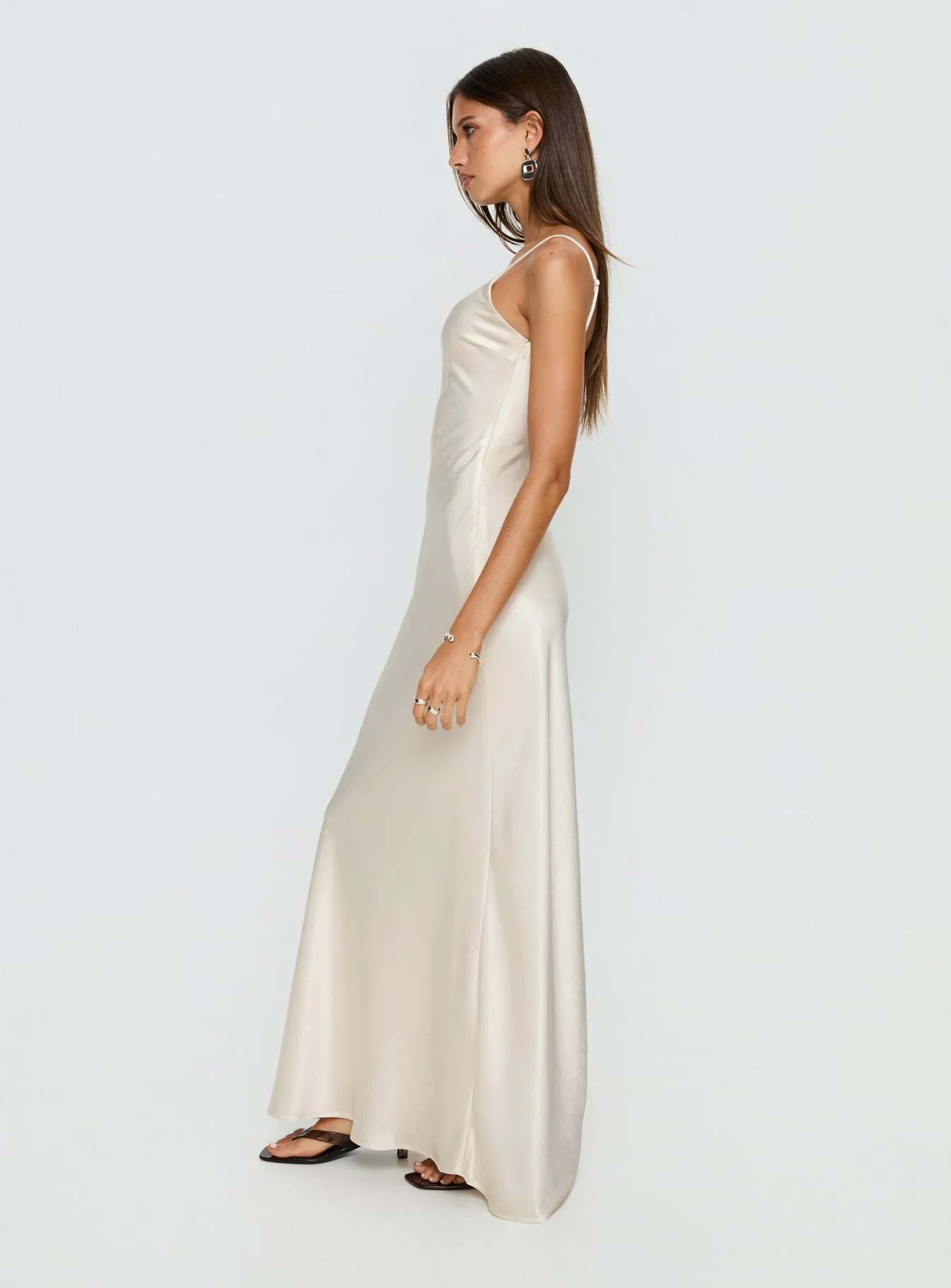Miracles Scoop Satin Maxi Dress Champagne - Image 4