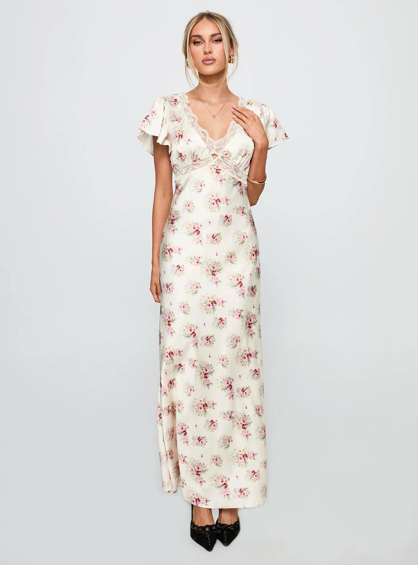 Miraselle Maxi Dress Cream Floral - Image 3