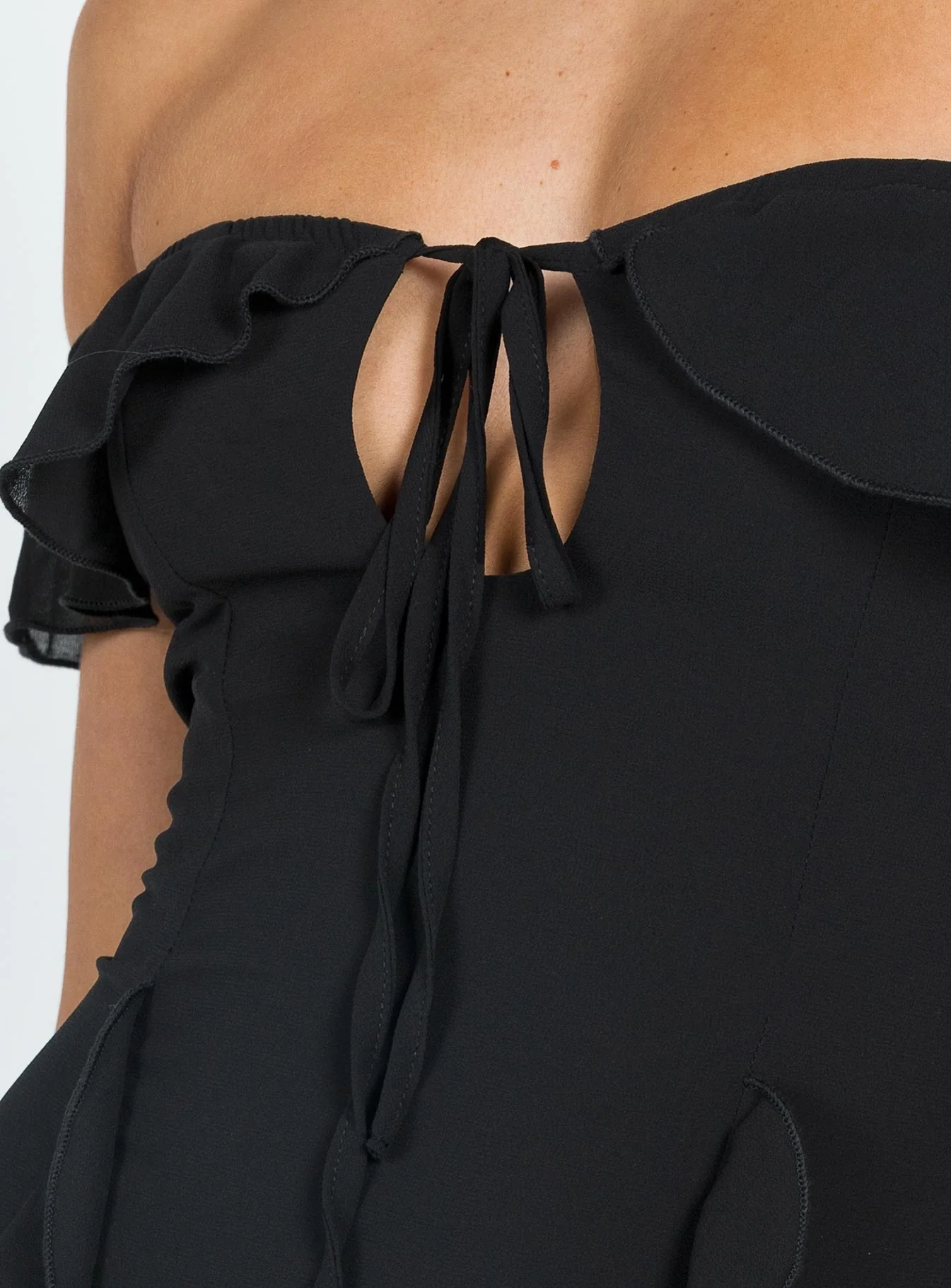 Molins Off The Shoulder Mini Dress Black - Image 6