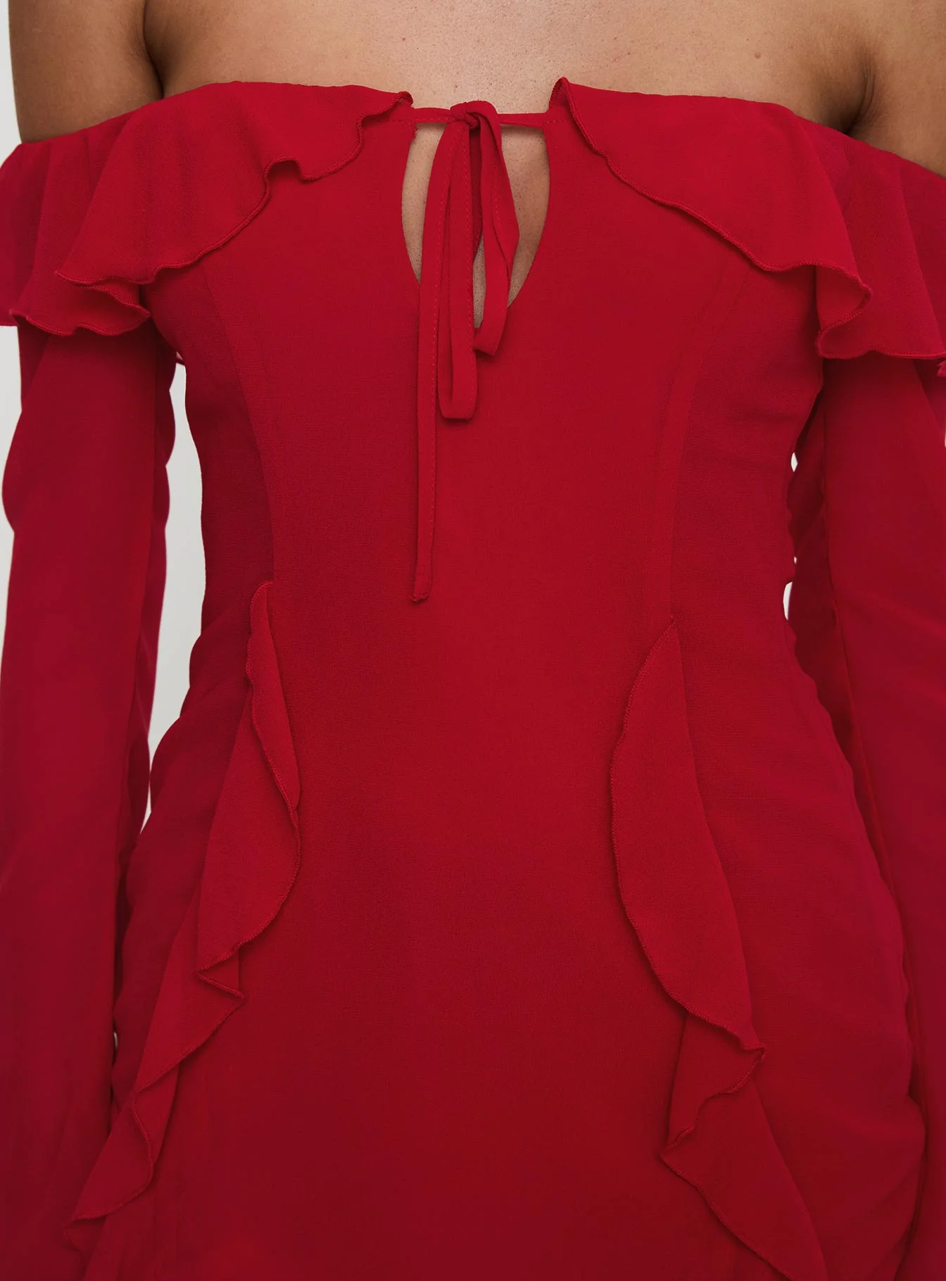 Mollins Long Sleeve Mini Dress Red - Image 6
