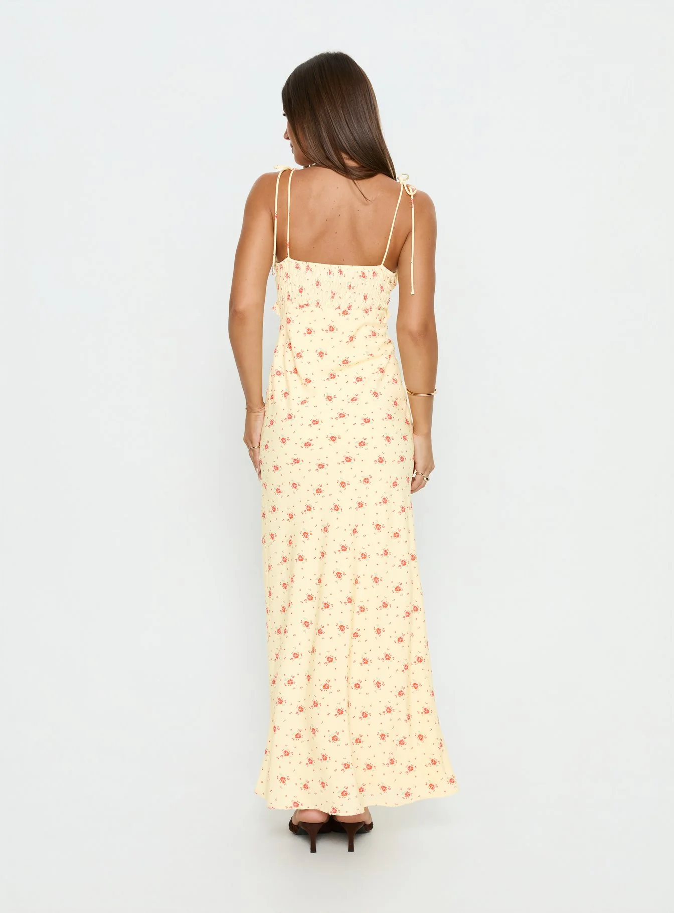 Morcar Frill V Neck Maxi Dress Yellow Floral - Image 5