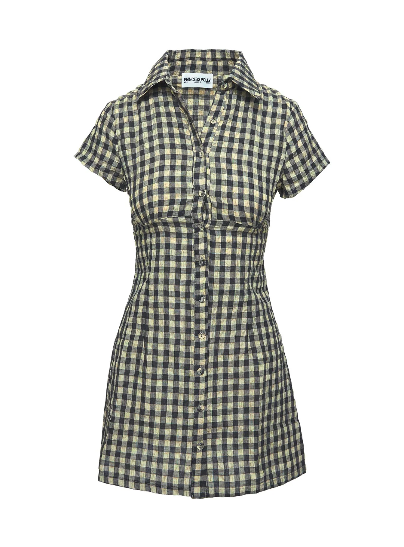Motley Mini Dress Brown Check Petite - Image 5