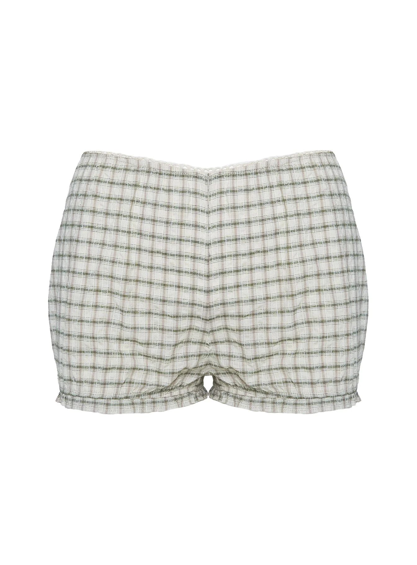 Mousie Micro Shorts Cream Plaid - Image 5