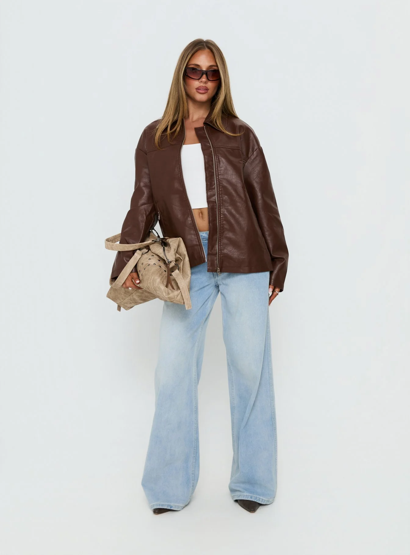 Napoleon Faux Leather Jacket Dark Brown - Image 3
