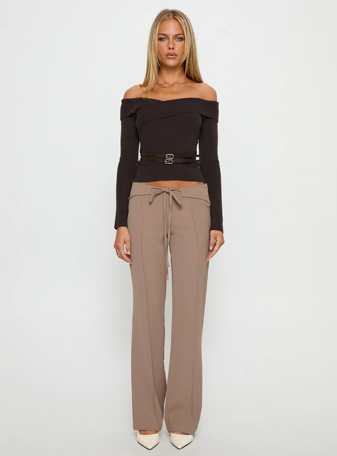 Narratives Wrap Tie Trouser Pant Taupe - Image 7