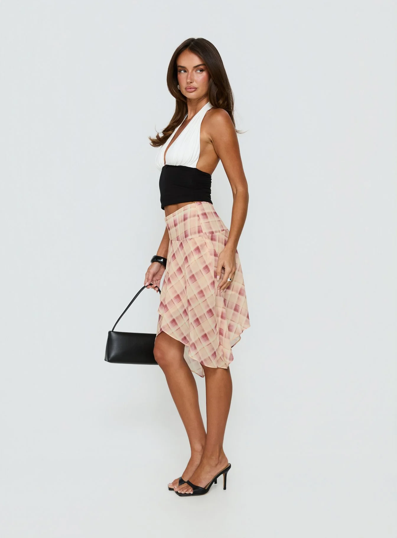 Natana Asymmetrical Midi Skirt Multi Check - Image 4