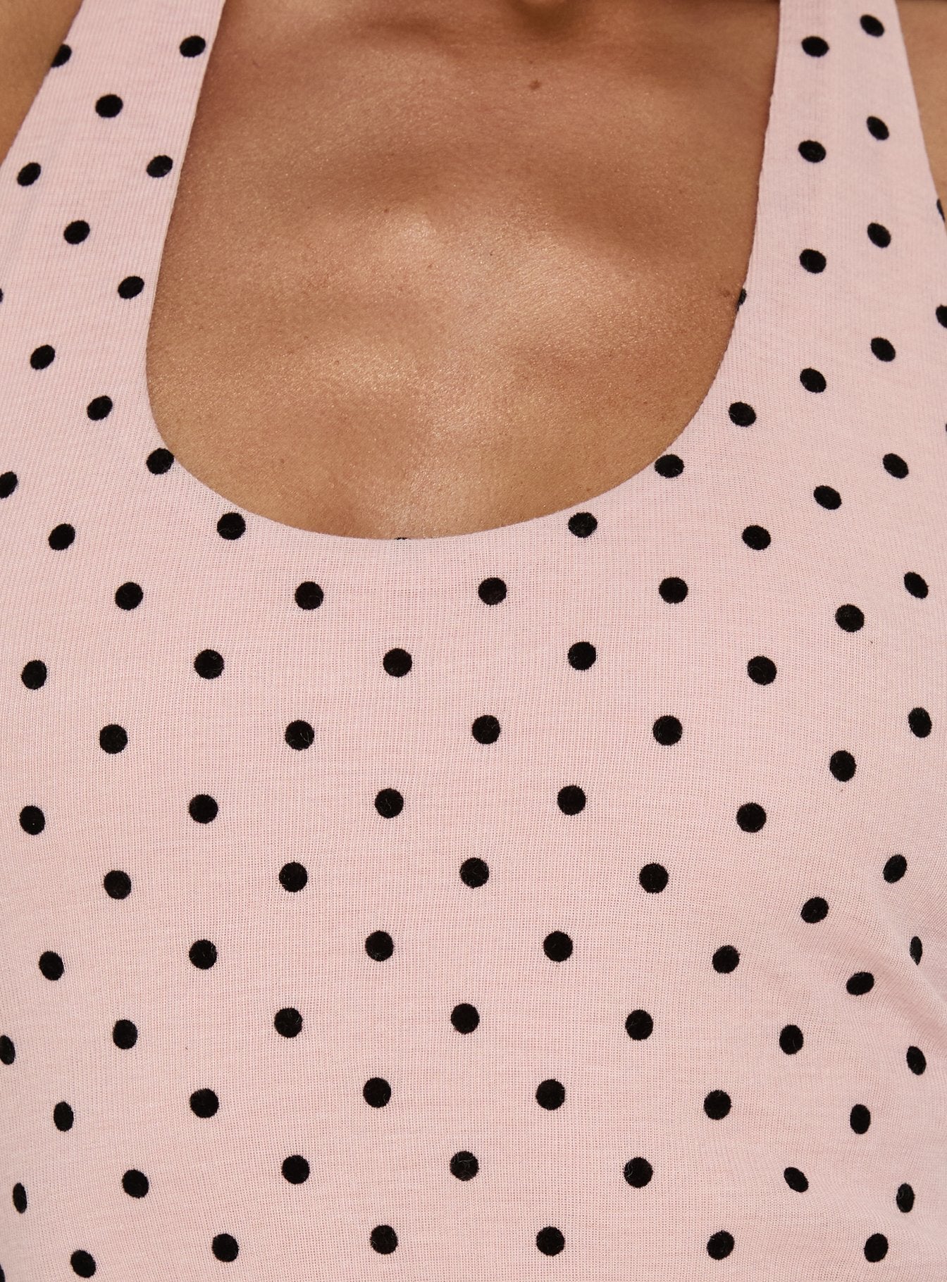Natessa Halter Drape Mini Dress Pink Polka Dot - Image 6