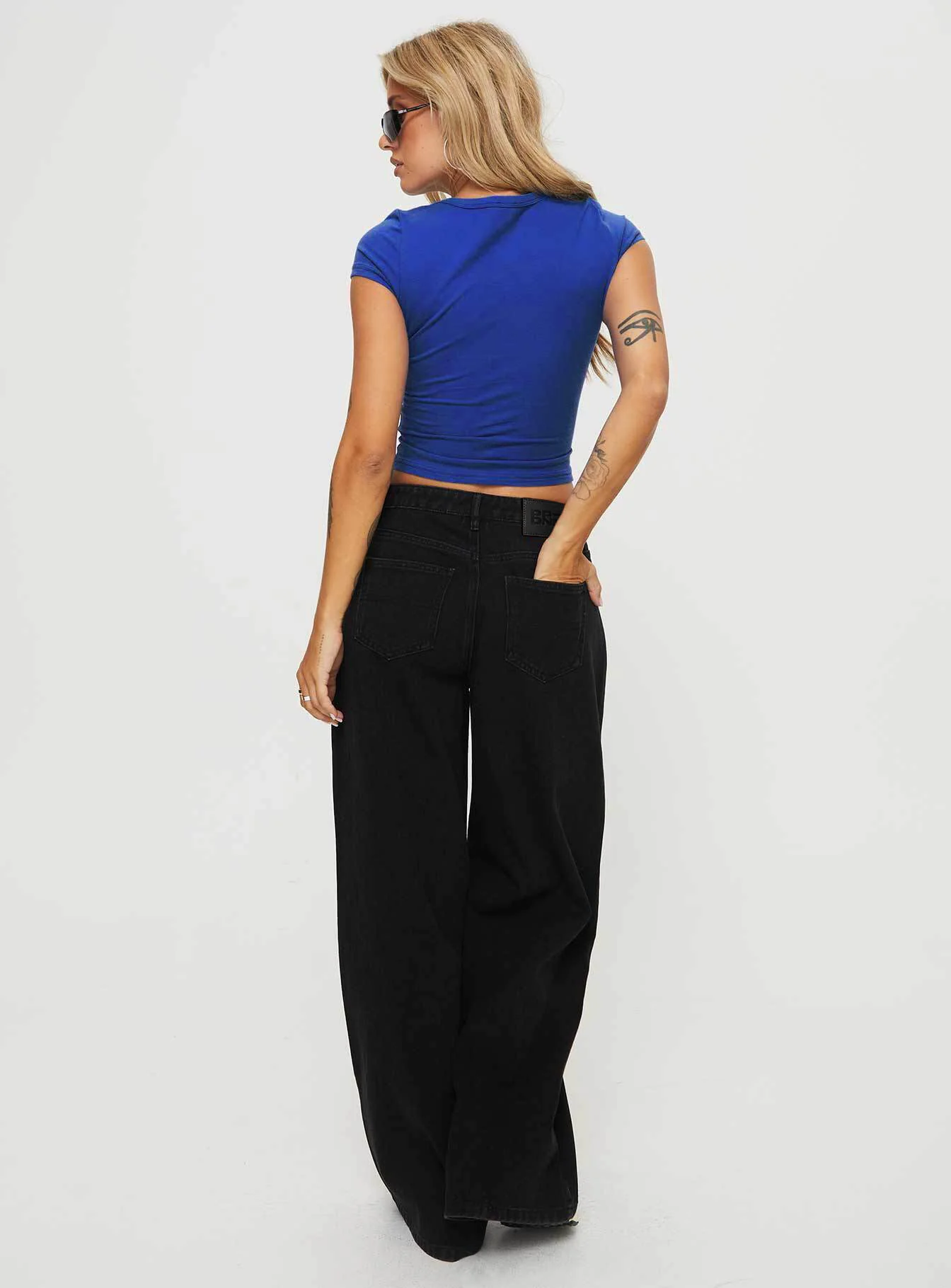 Naylor Mid Rise Wide Leg Jeans Washed Black Tall - Image 5