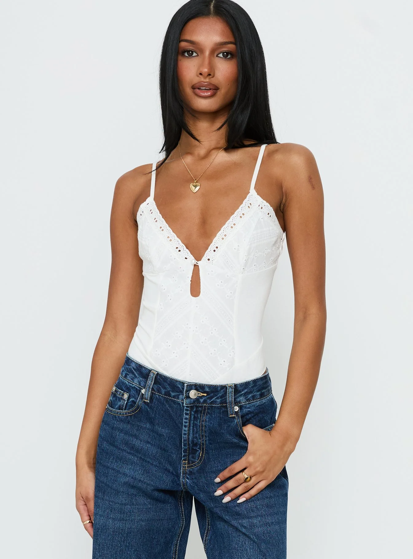 Nerisse Keyhole Bodysuit White - Image 2