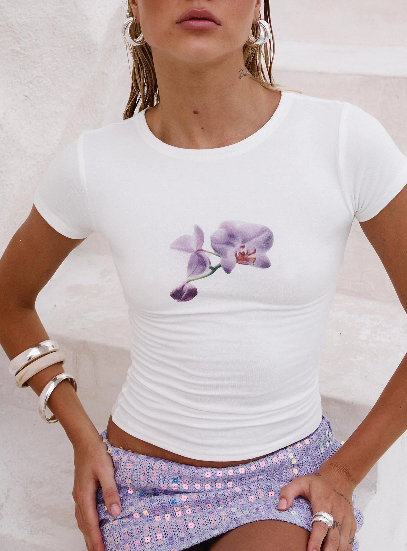New Light Graphic Top White - Image 4