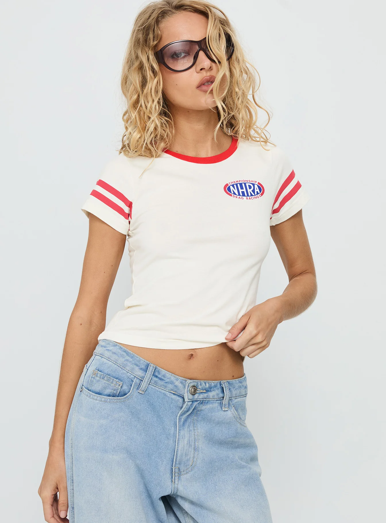 Nhra Championship Ringer Graphic Top White - Image 2
