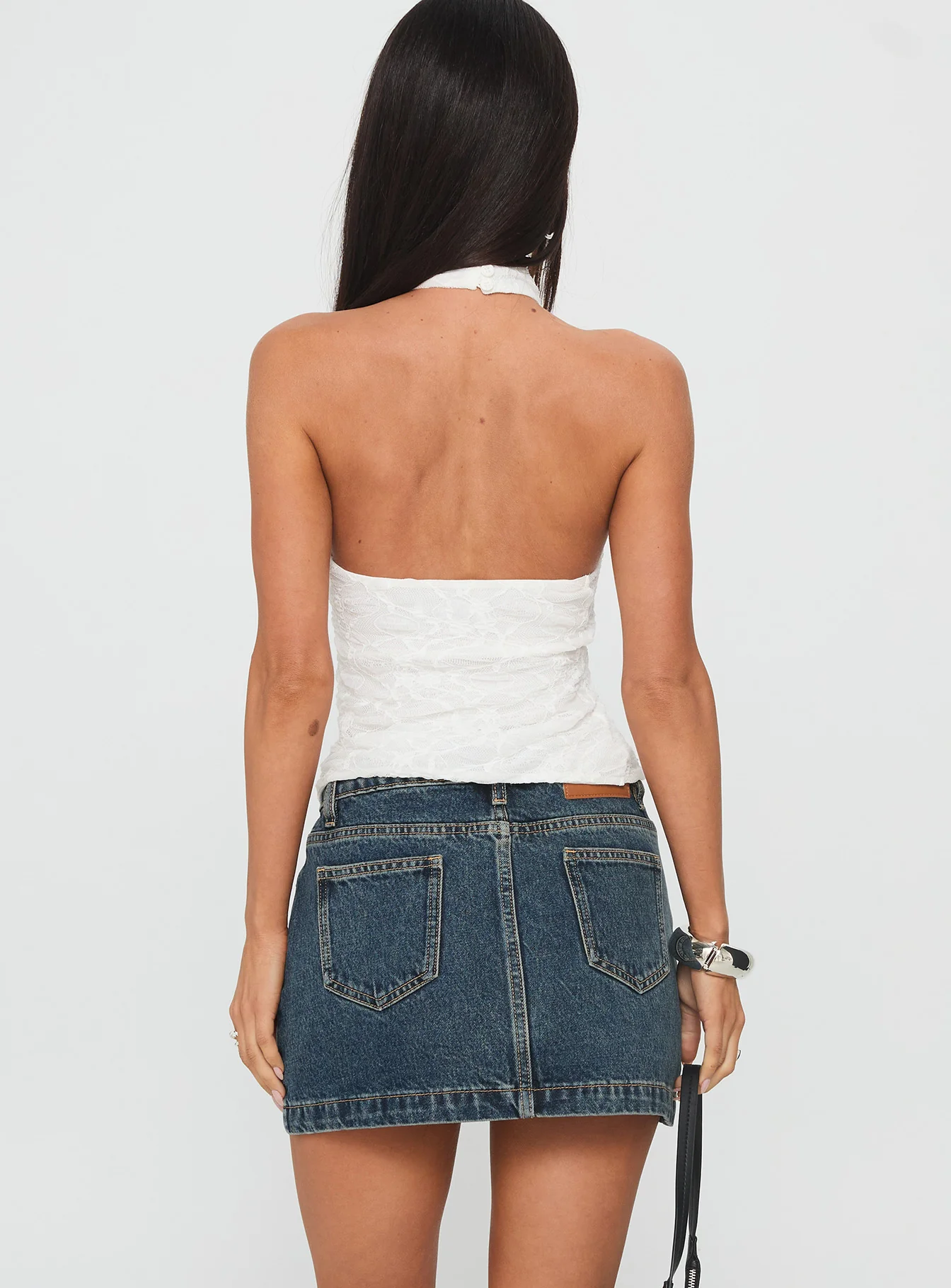 Nickei Denim Mini Skirt Washed Blue Petite - Image 5