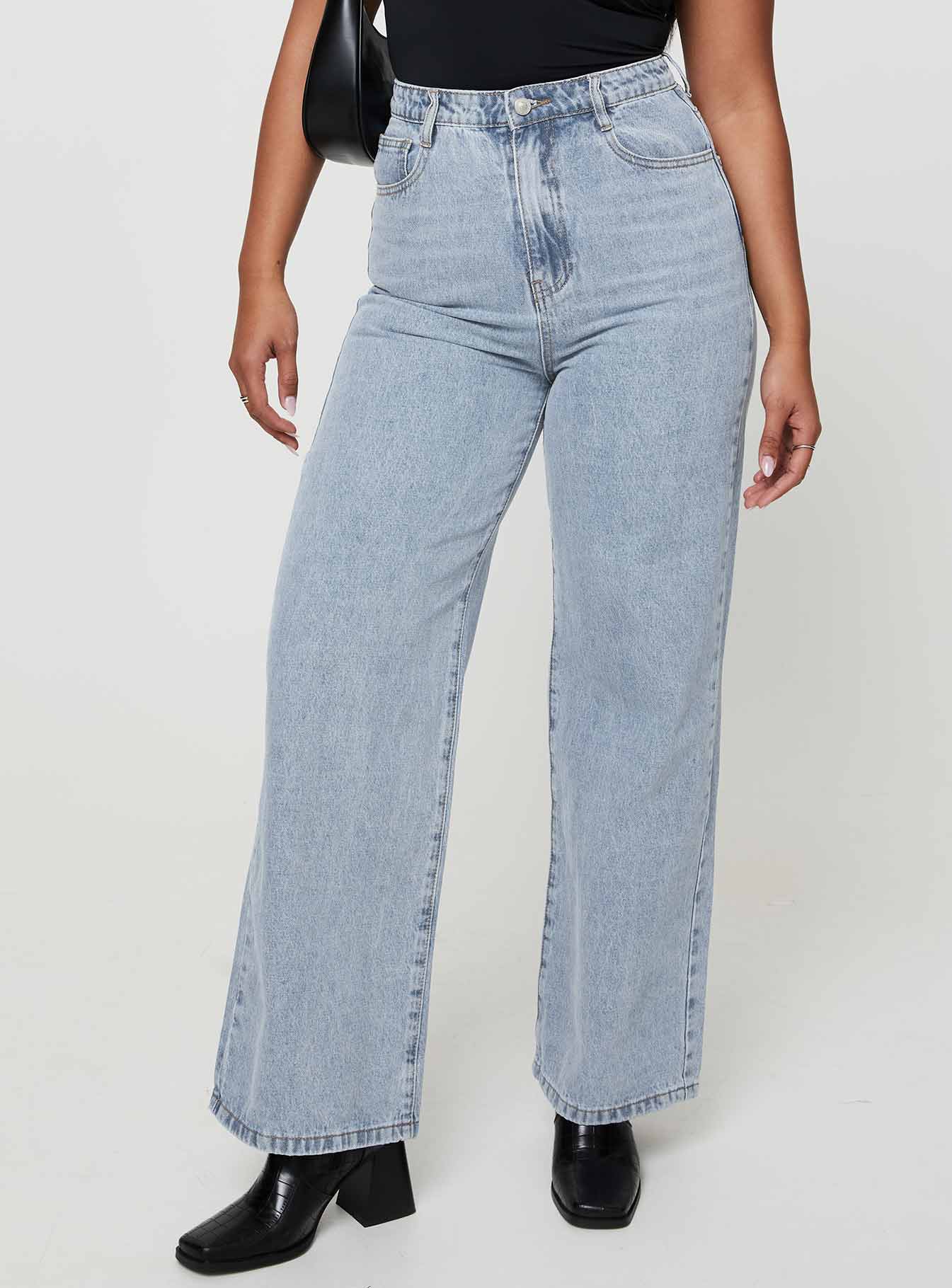 Nicolo High Rise Straight Leg Jeans Light Blue Wash - Image 6