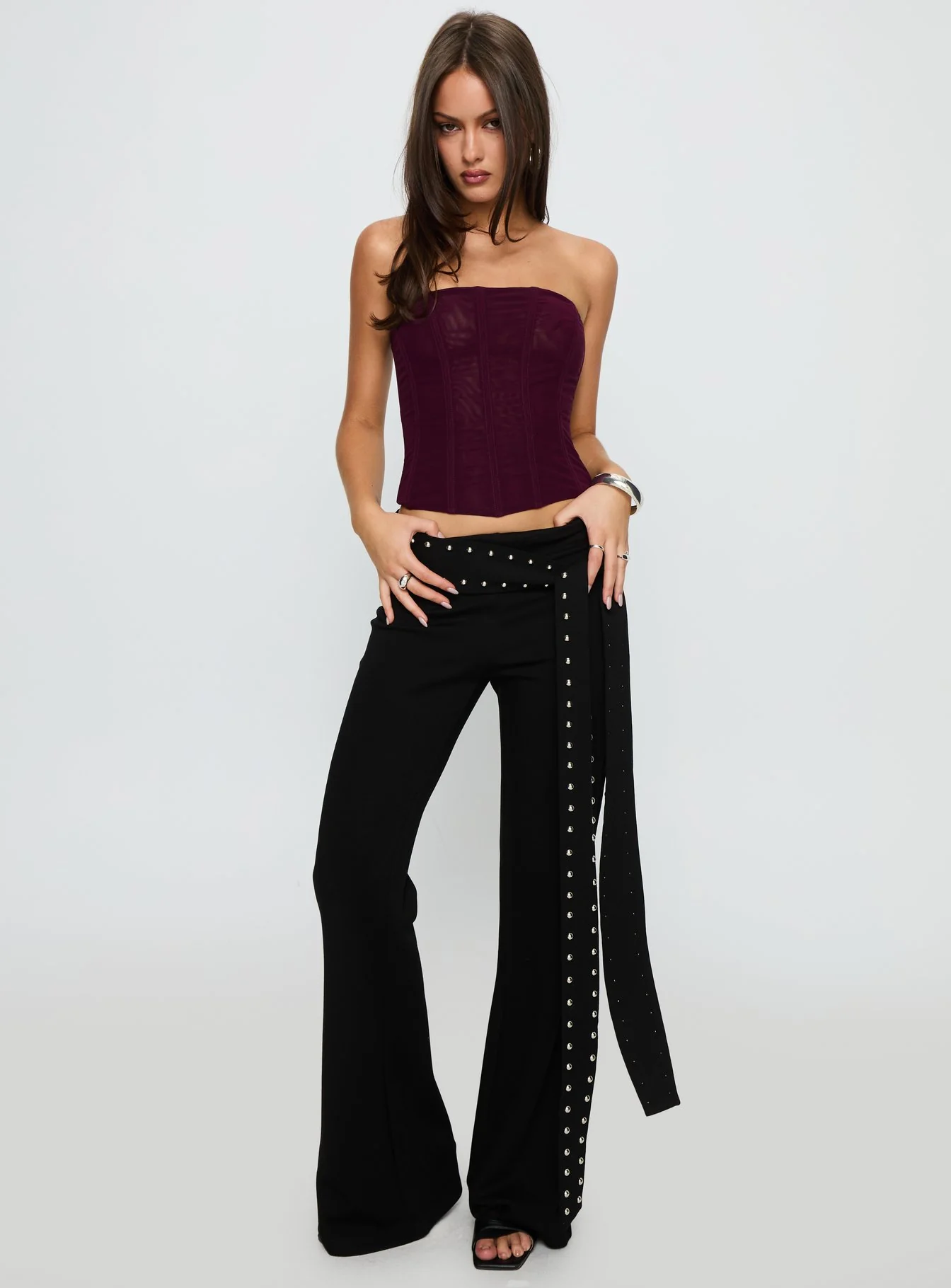Nikolia Studded Wrap Belt Pants Black - Image 3