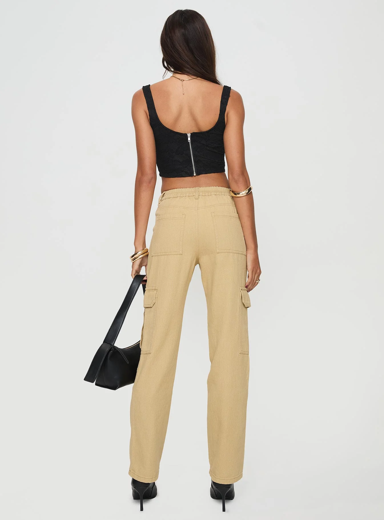 Nickei Utility Cargo Pants Beige - Image 4