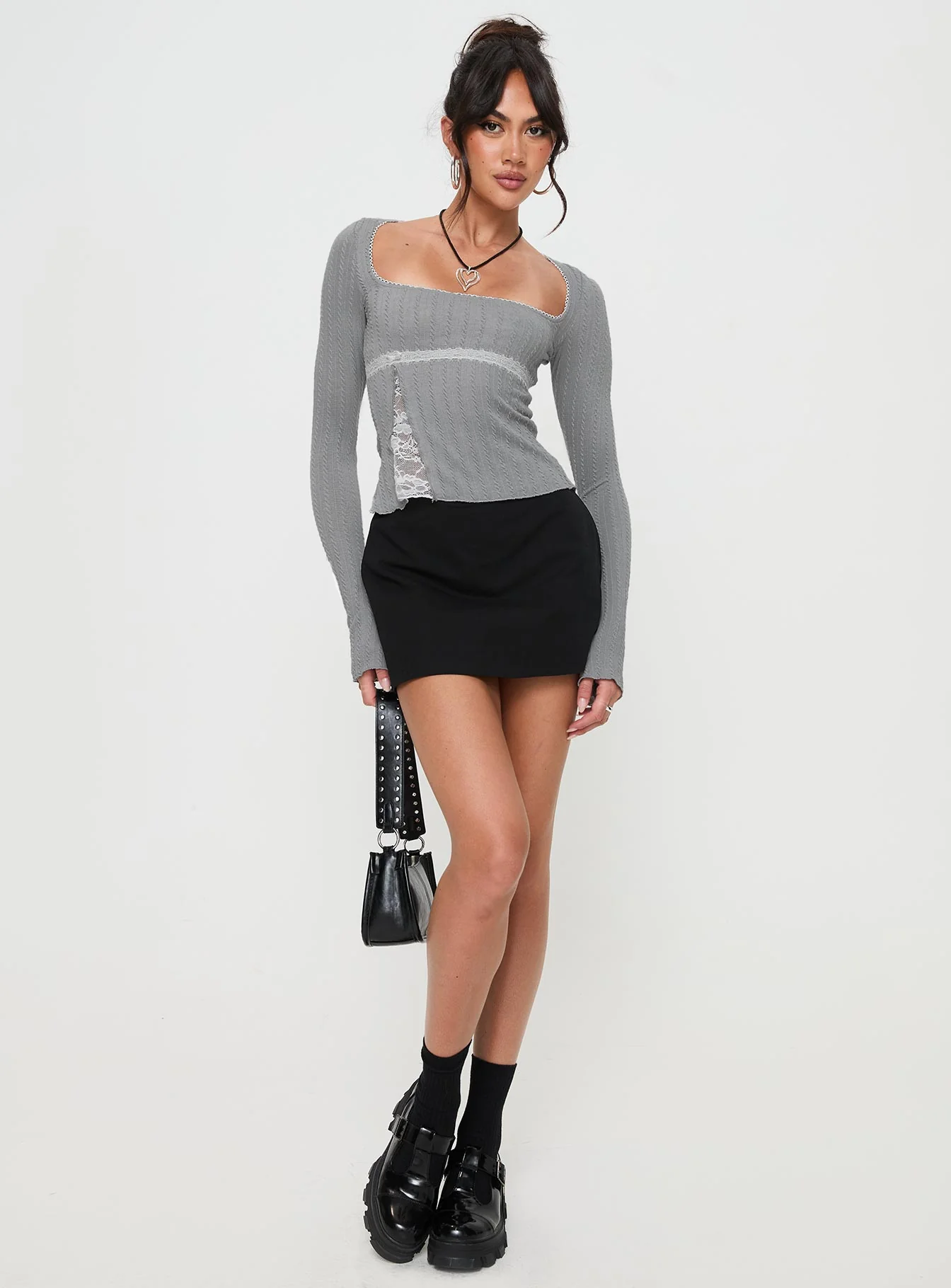 Noir Long Sleeve Top Grey - Image 3