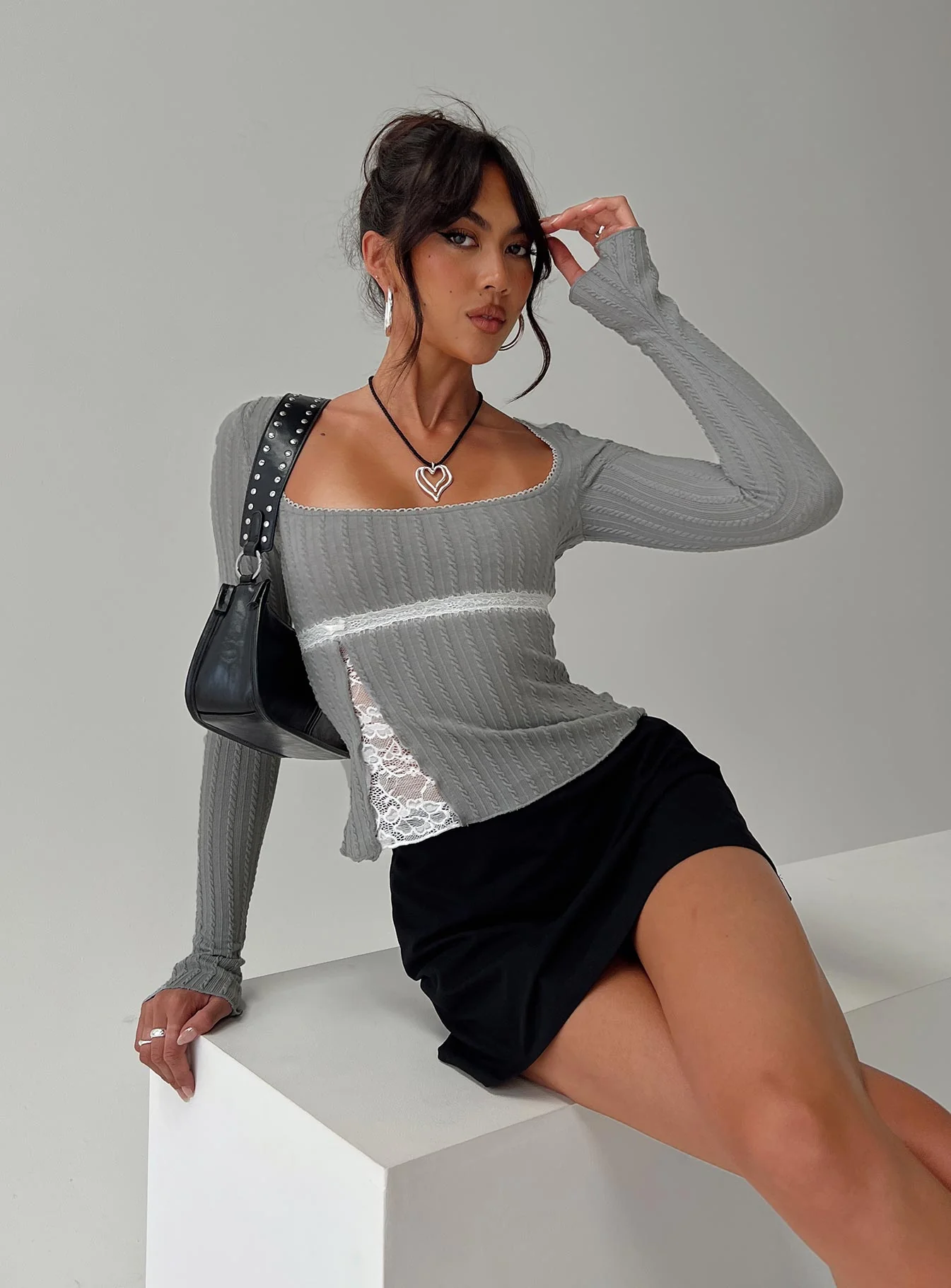 Noir Long Sleeve Top Grey - Image 8