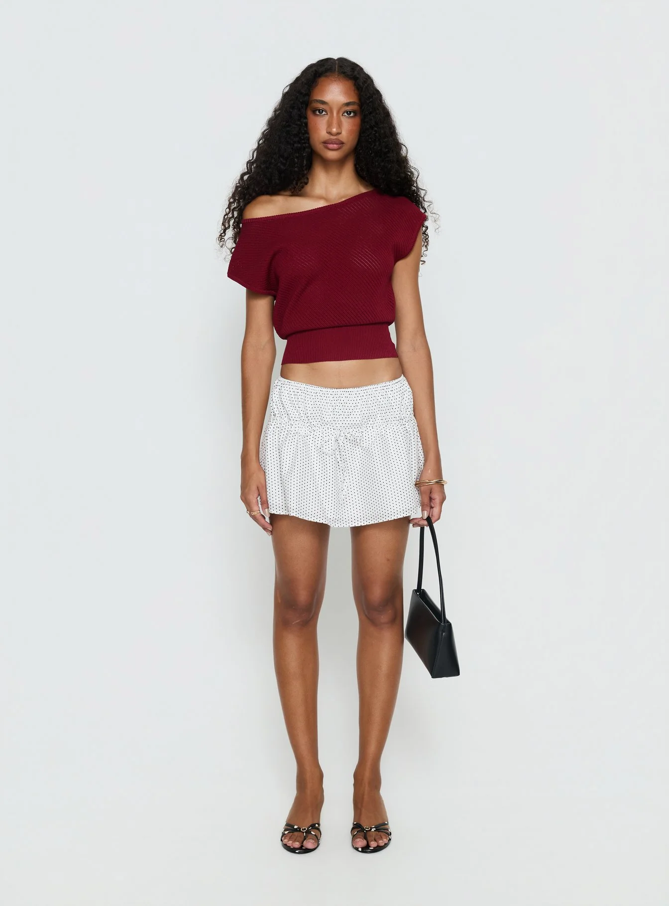 Nomi Mini Skirt White Polka Dot - Image 7