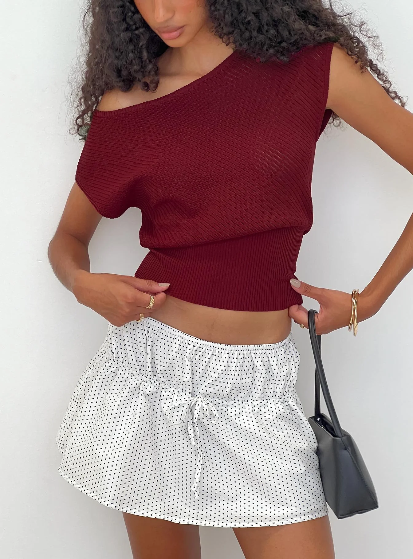 Nomi Mini Skirt White Polka Dot - Image 8