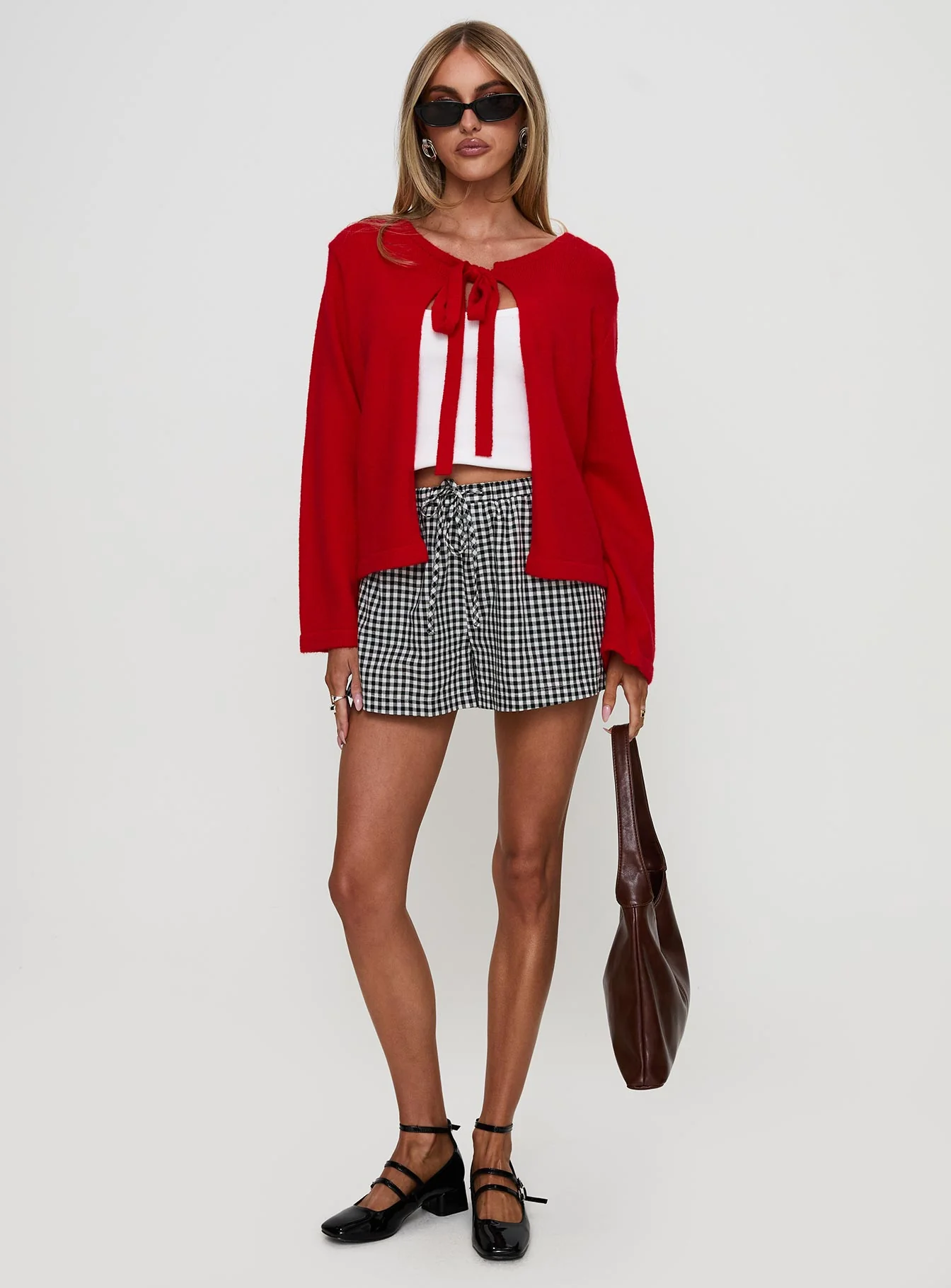 Norine Tie Up Knit Sweater Red - Image 3