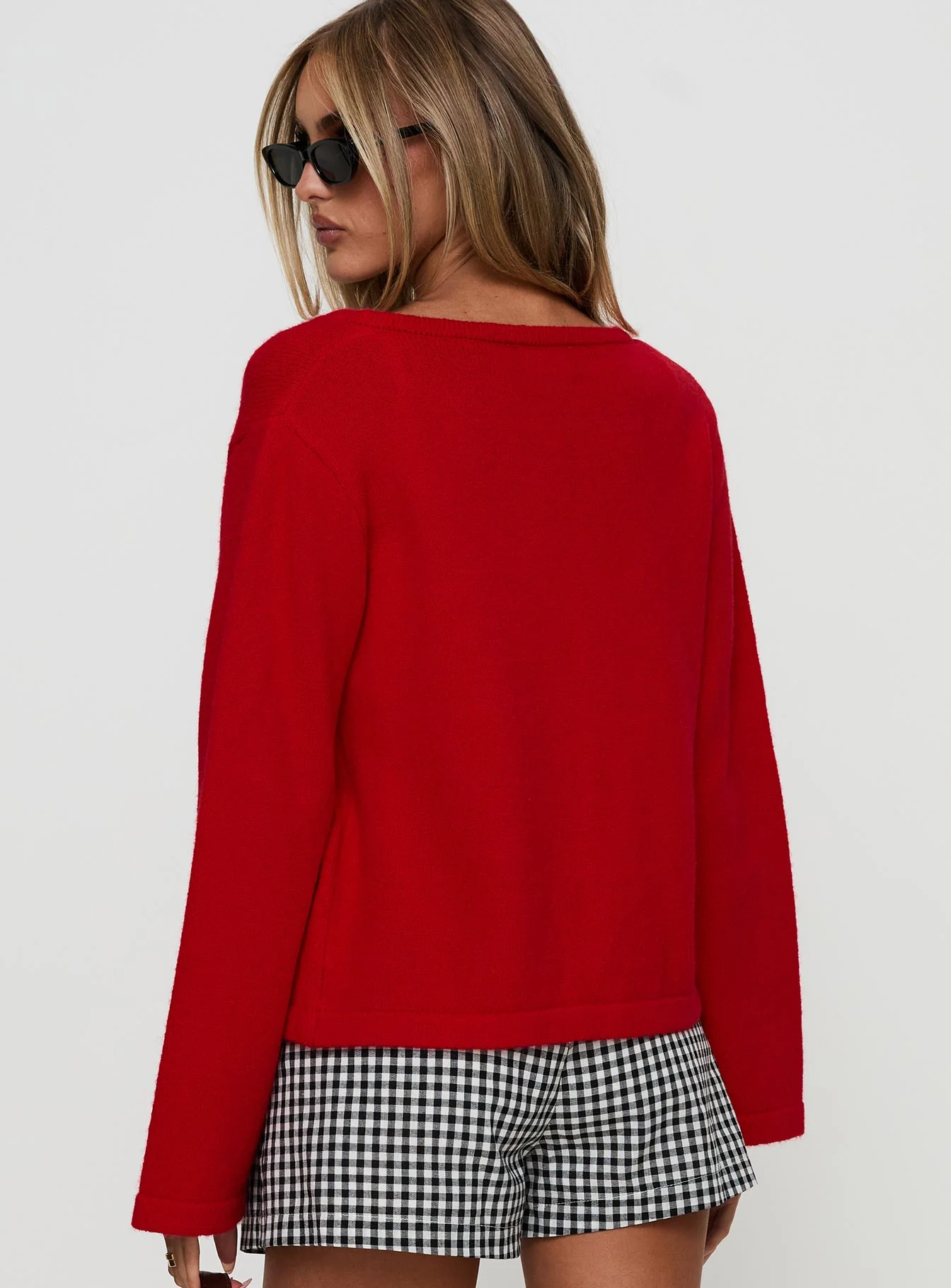 Norine Tie Up Knit Sweater Red - Image 5