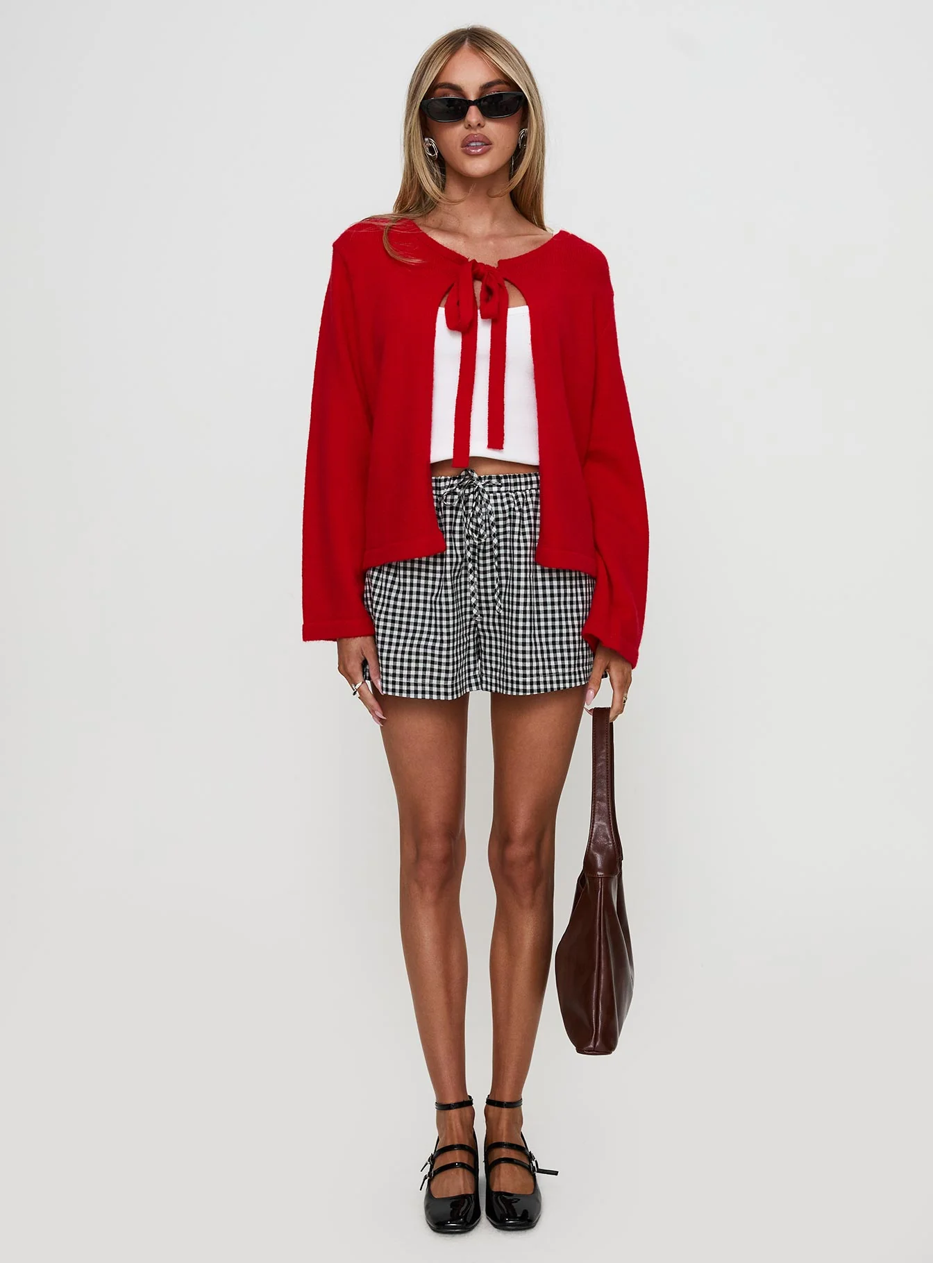 Norine Tie Up Knit Sweater Red - Image 7