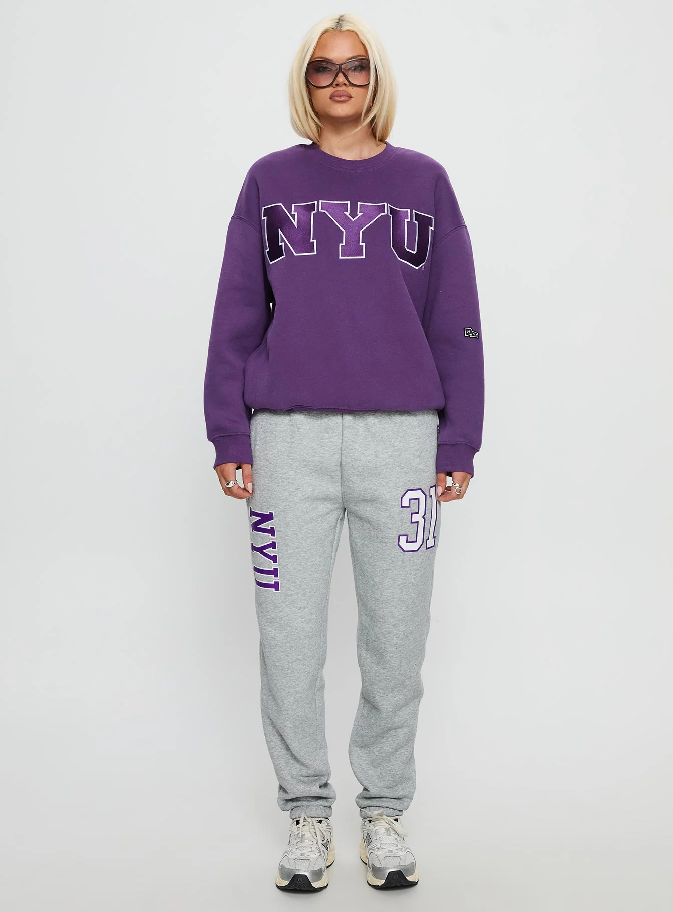 NYU Offside Crewneck Sweatshirt Purple - Image 6