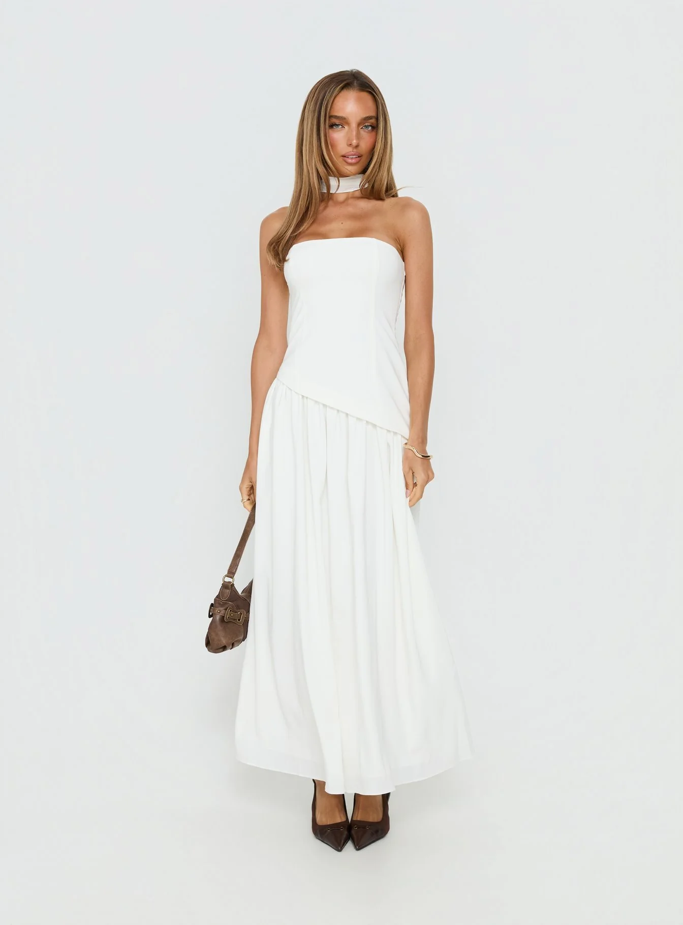 Odela Strapless Drop Waist Maxi Dress White - Image 3