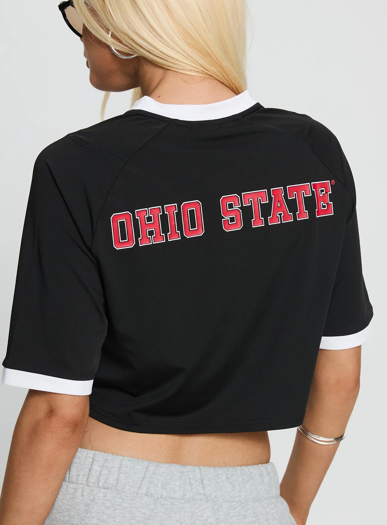 Ohio State Cropped Soccer Jersey Tee Black - Image 5