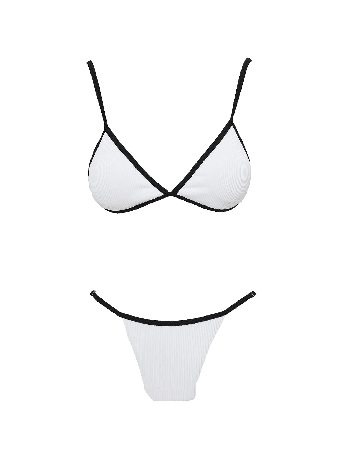Olivia Adjustable Triangle Bikini Top White / Black - Image 5