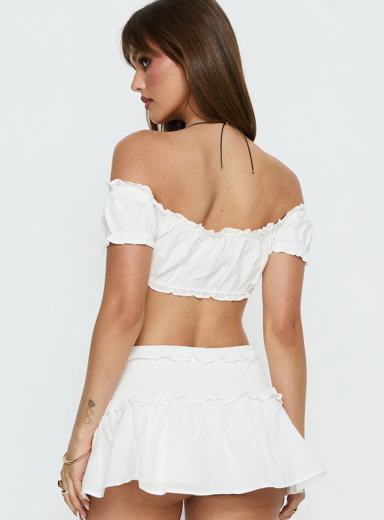 Corabel Off Shoulder Micro Crop Top White - Image 5