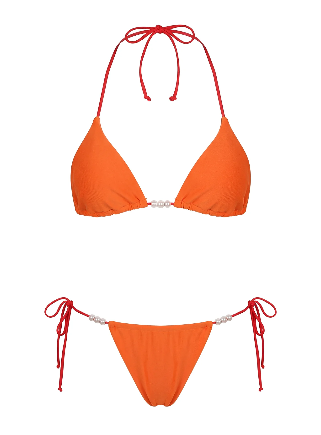 On Island Time String Bead Detail Bikini Top Orange - Image 5