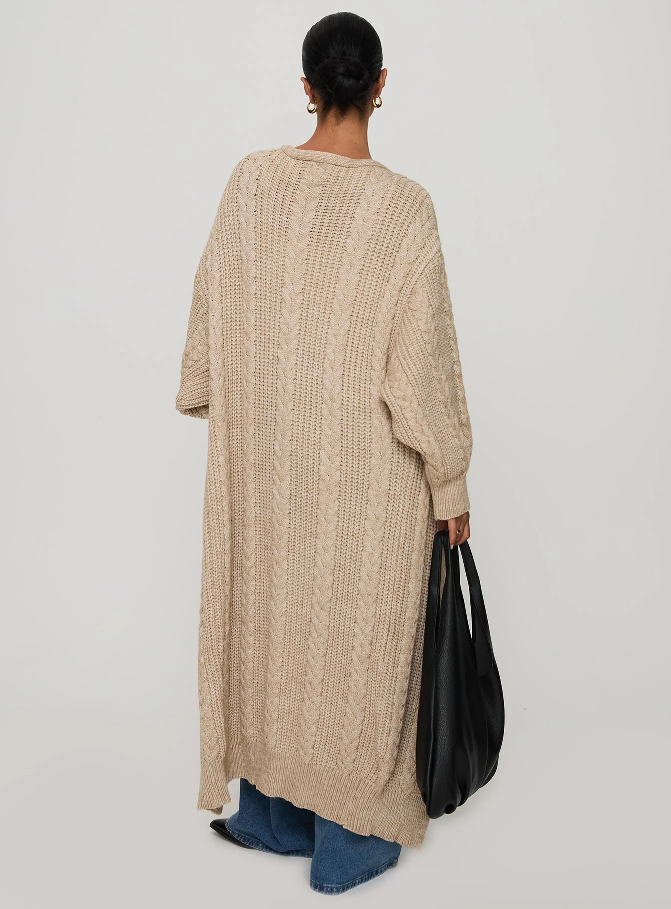 Orkid Cable Knit Cardigan Beige - Image 4
