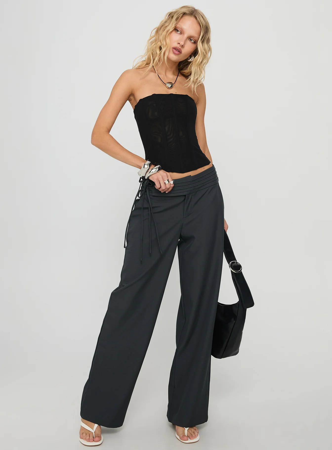 Oscuro Longline Mesh Corset Top Black - Image 3
