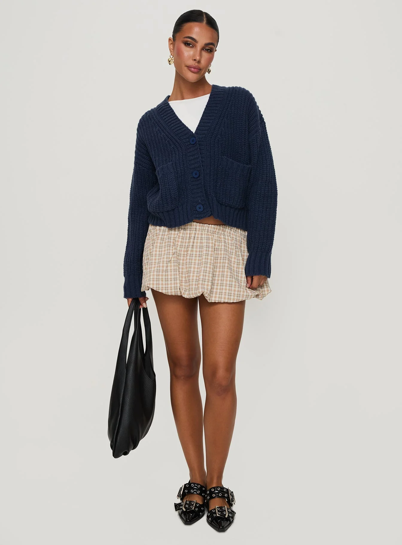 Osias Cable Knit Cardigan Navy - Image 2