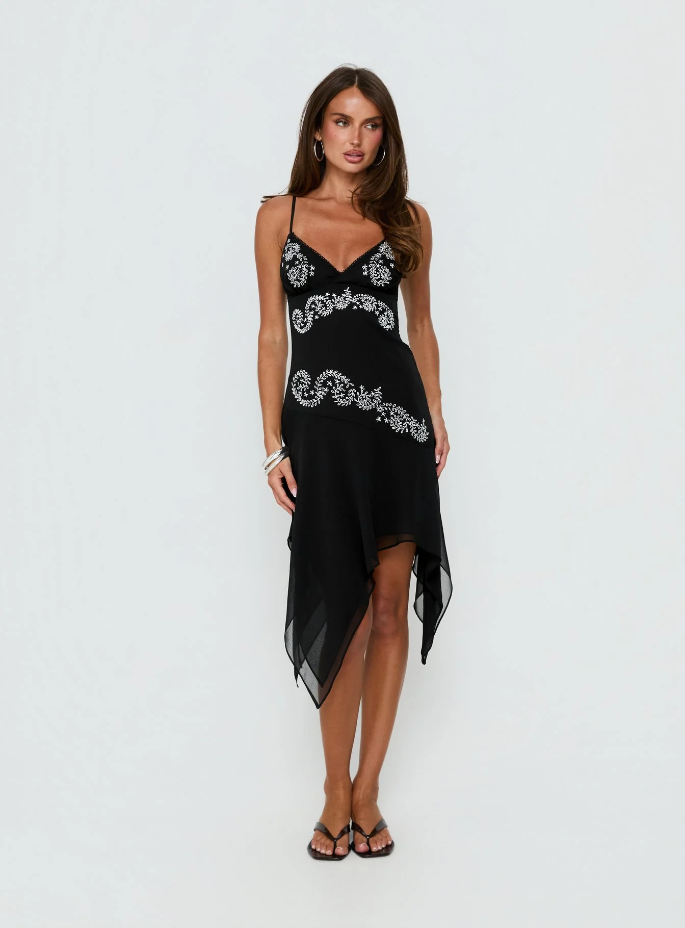 Pappilion Asymmetrical Midi Dress Black - Image 3