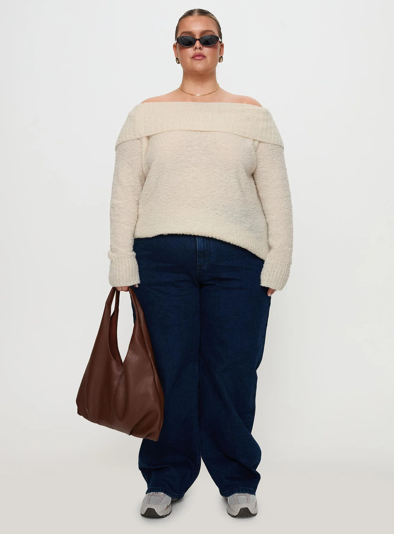 Parkley Boucle Off The Shoulder Cream Curve - Image 7