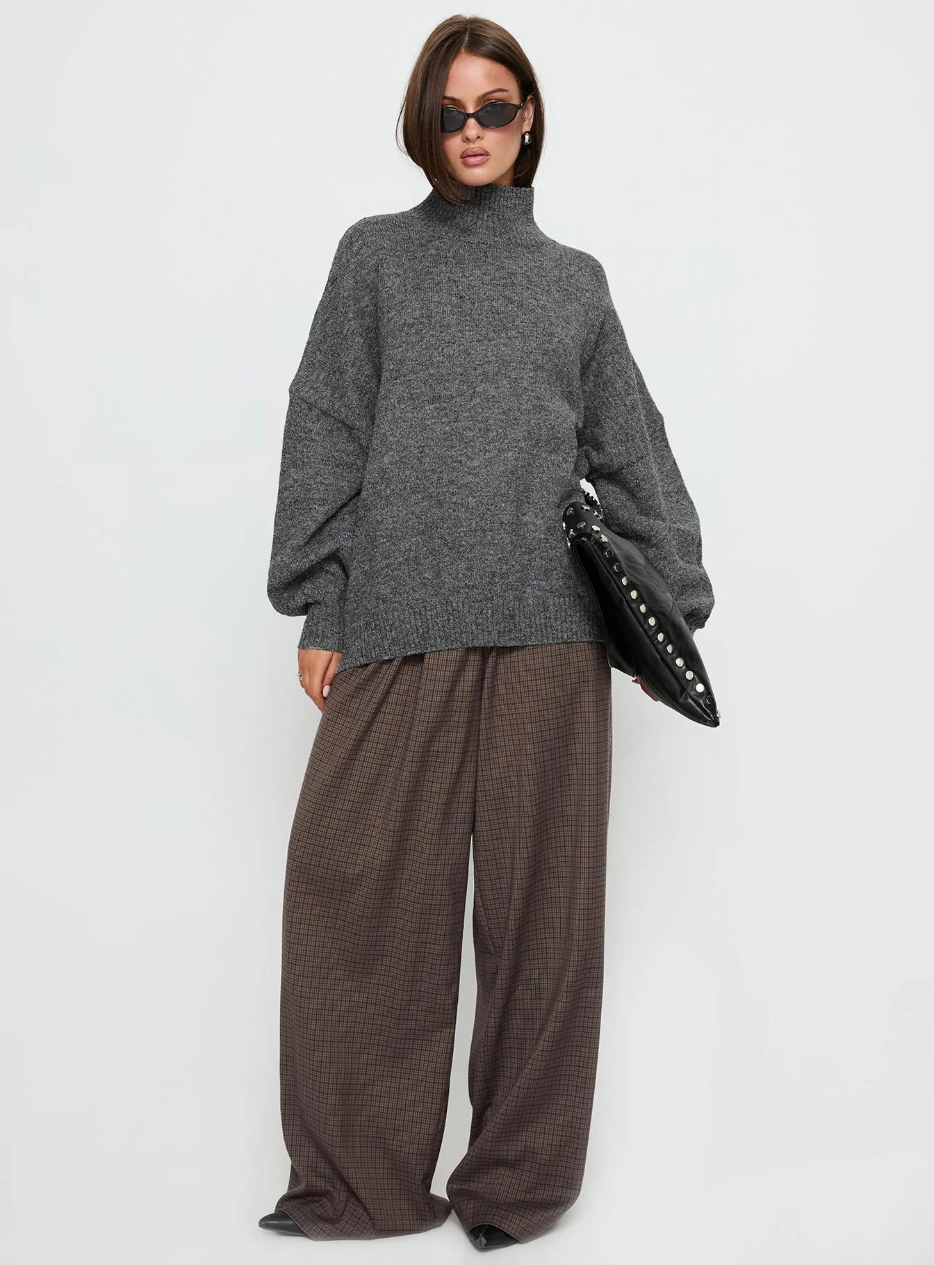 Patrizia Funnel Neck Knit Sweater Grey - Image 2